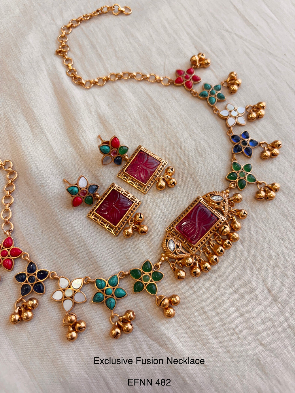 Handcrafted Neo Traditional Jadau Polki Necklace