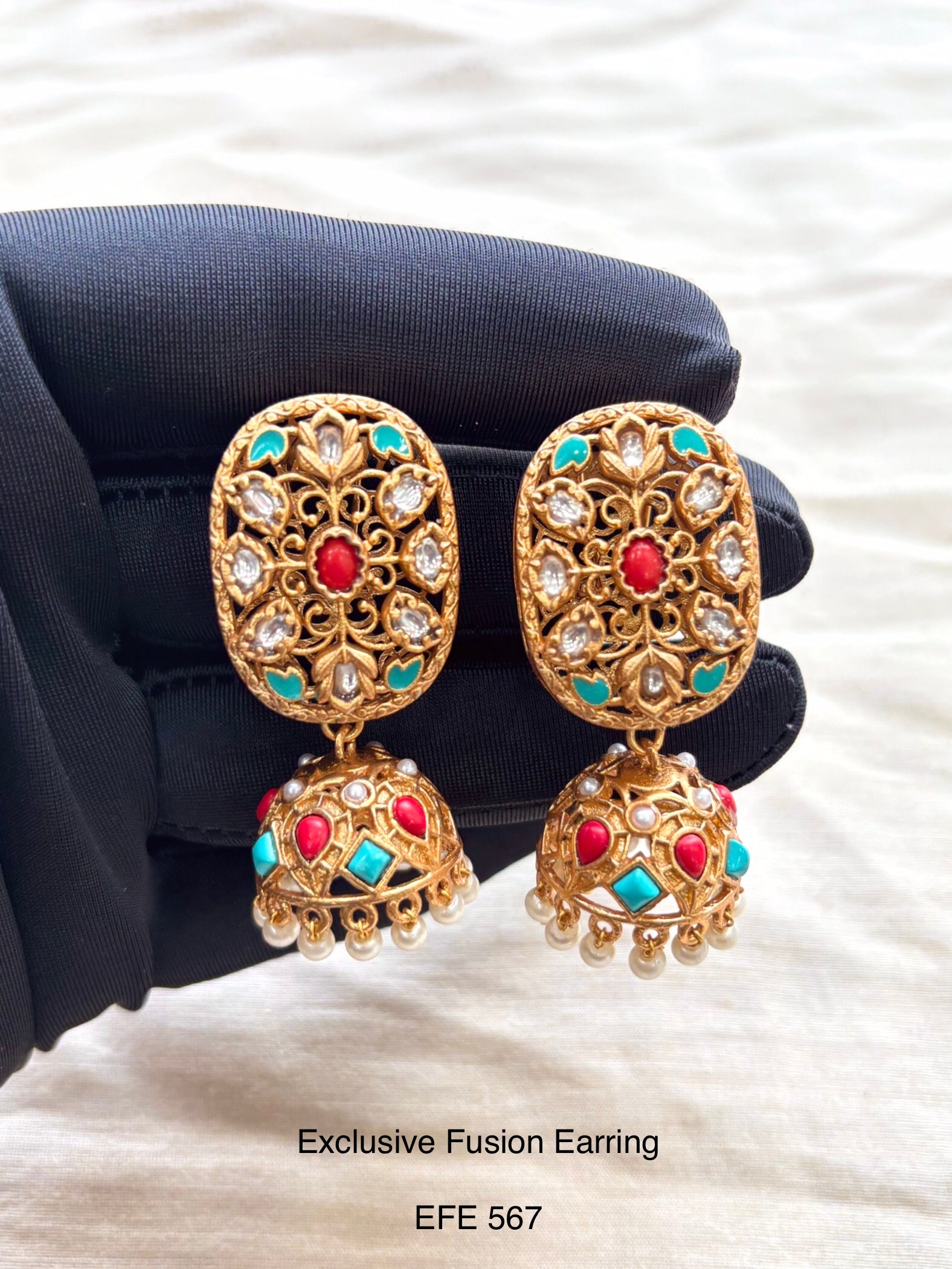 Handcrafted Neo Traditional Jadau Jhumka
