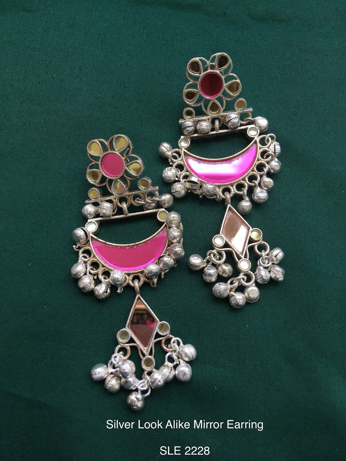 Silver Look Alike Mirror Earrings