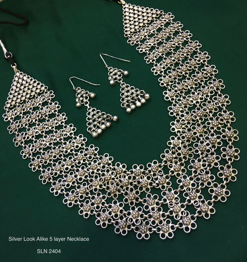 Silver Look Alike Long Necklace