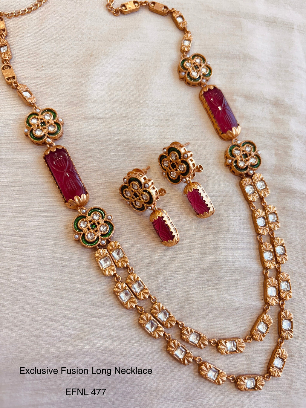 Handcrafted Neo Traditional Jadau Long Necklace
