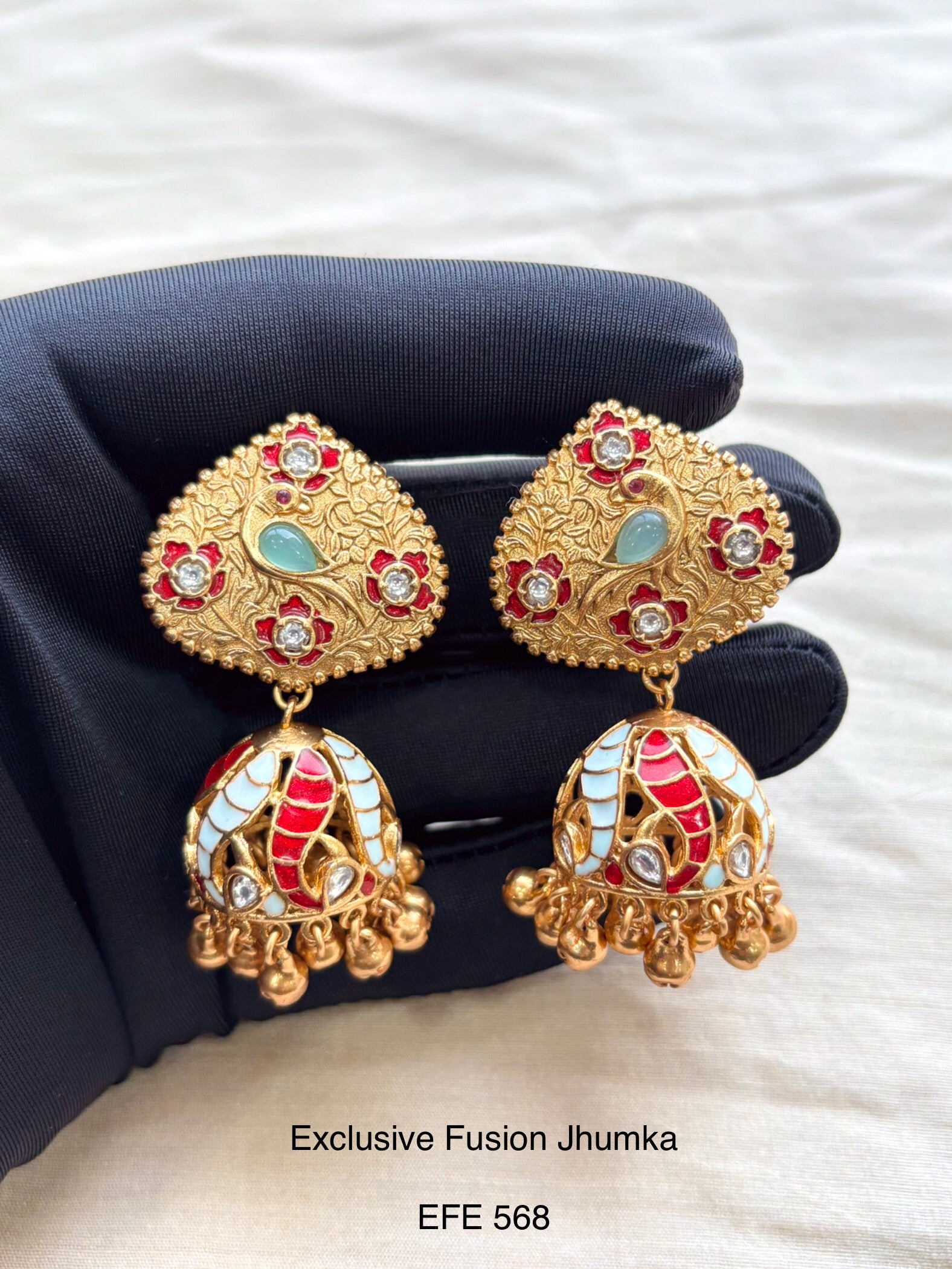 Handcrafted Neo Traditional Jadau Jhumka
