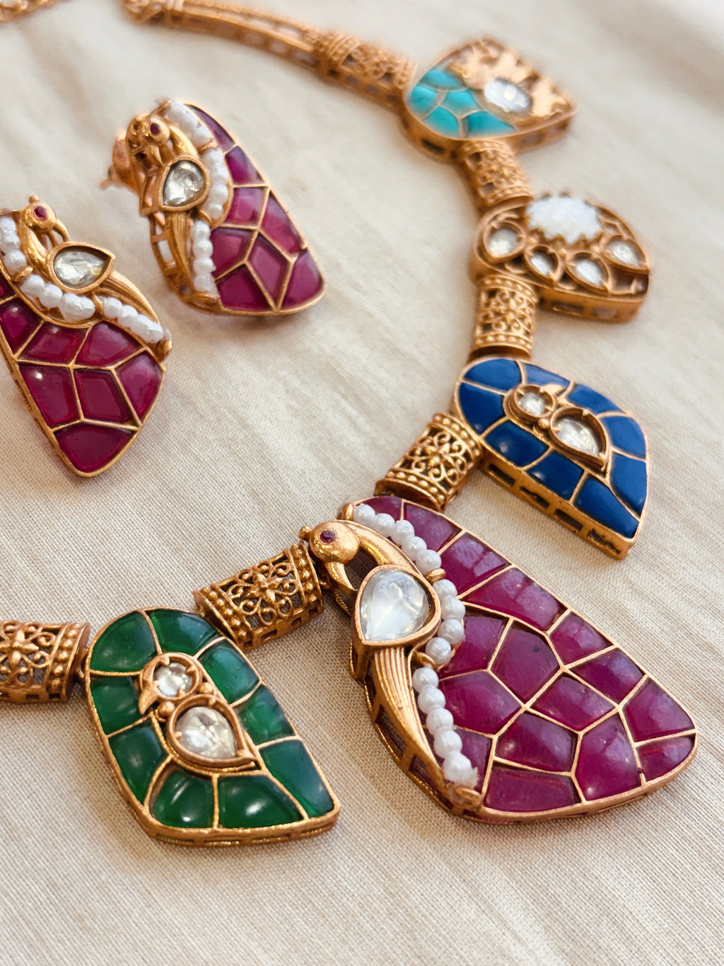 Handcrafted Neo Traditional Jadau Polki Necklace