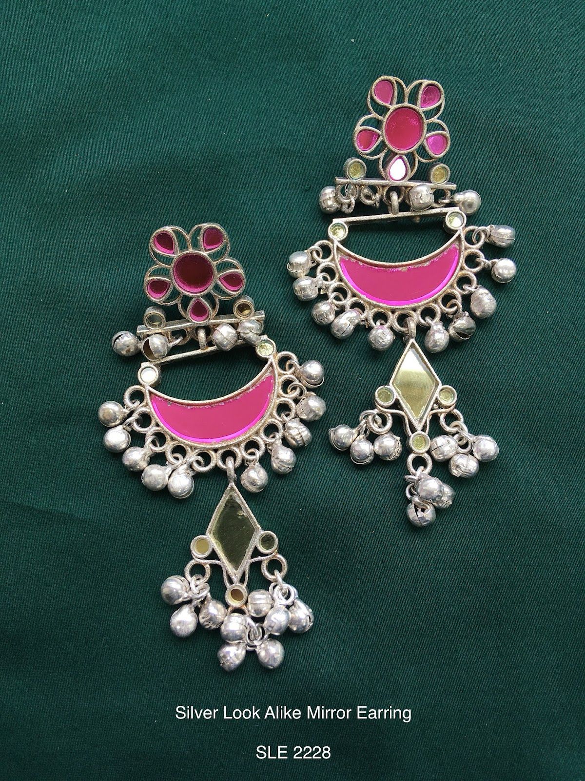 Silver Look Alike Mirror Earrings