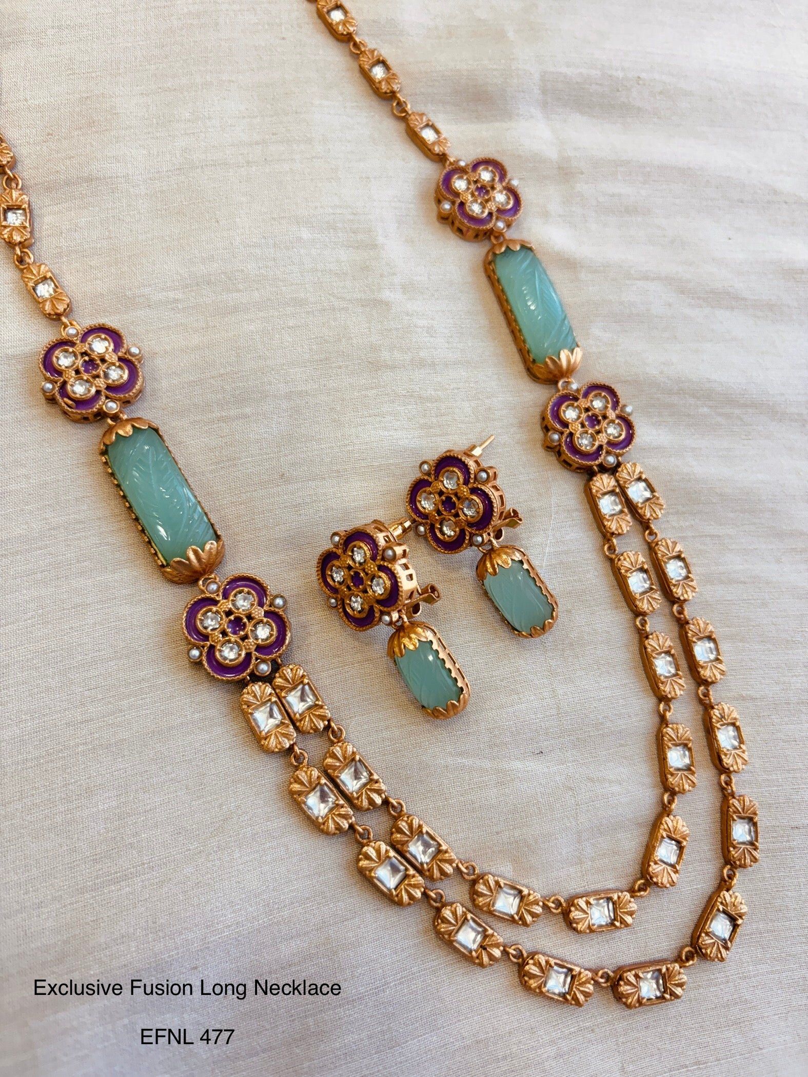 Handcrafted Neo Traditional Jadau Long Necklace