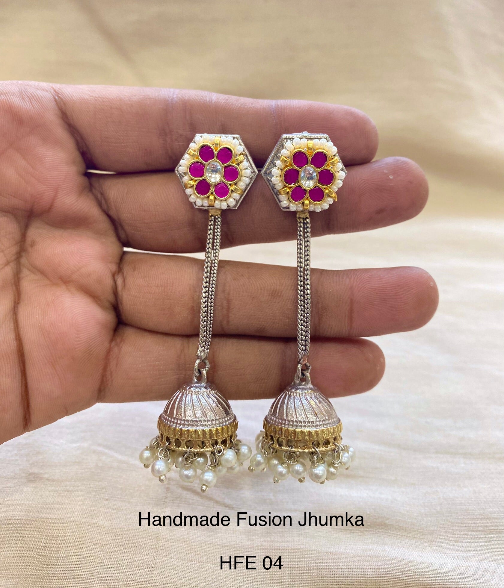 Handcrafted Jadau Fusion Jhumka