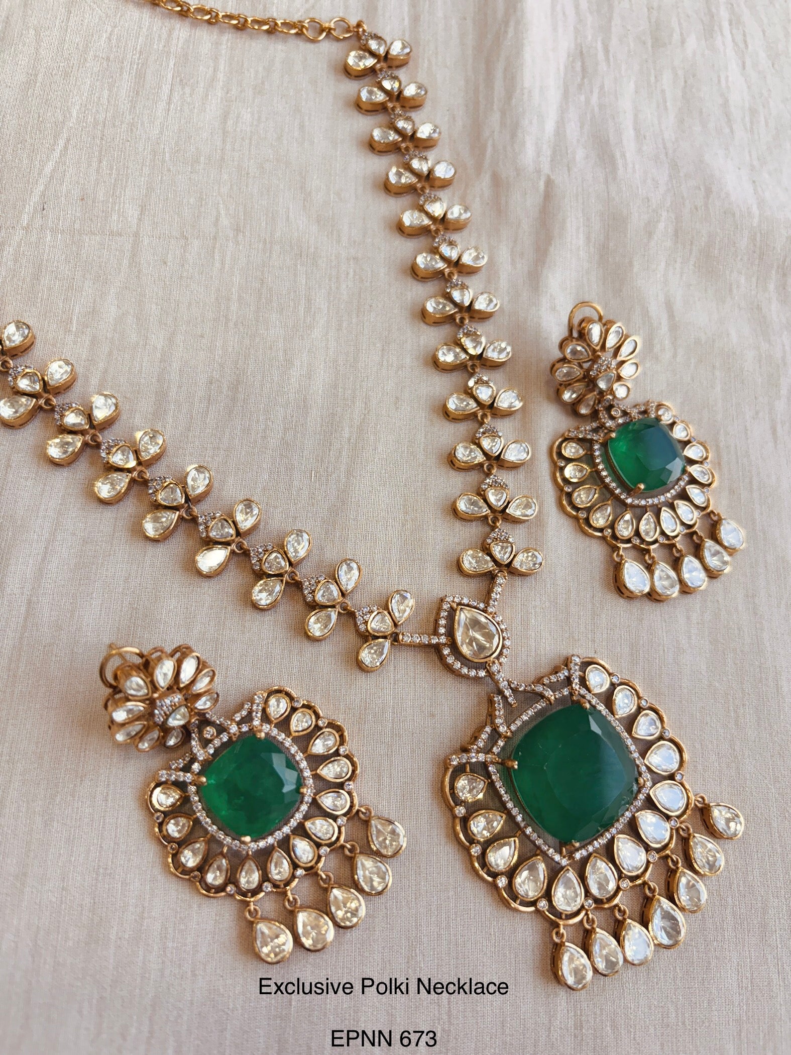 Demi fine yellow Polki necklace