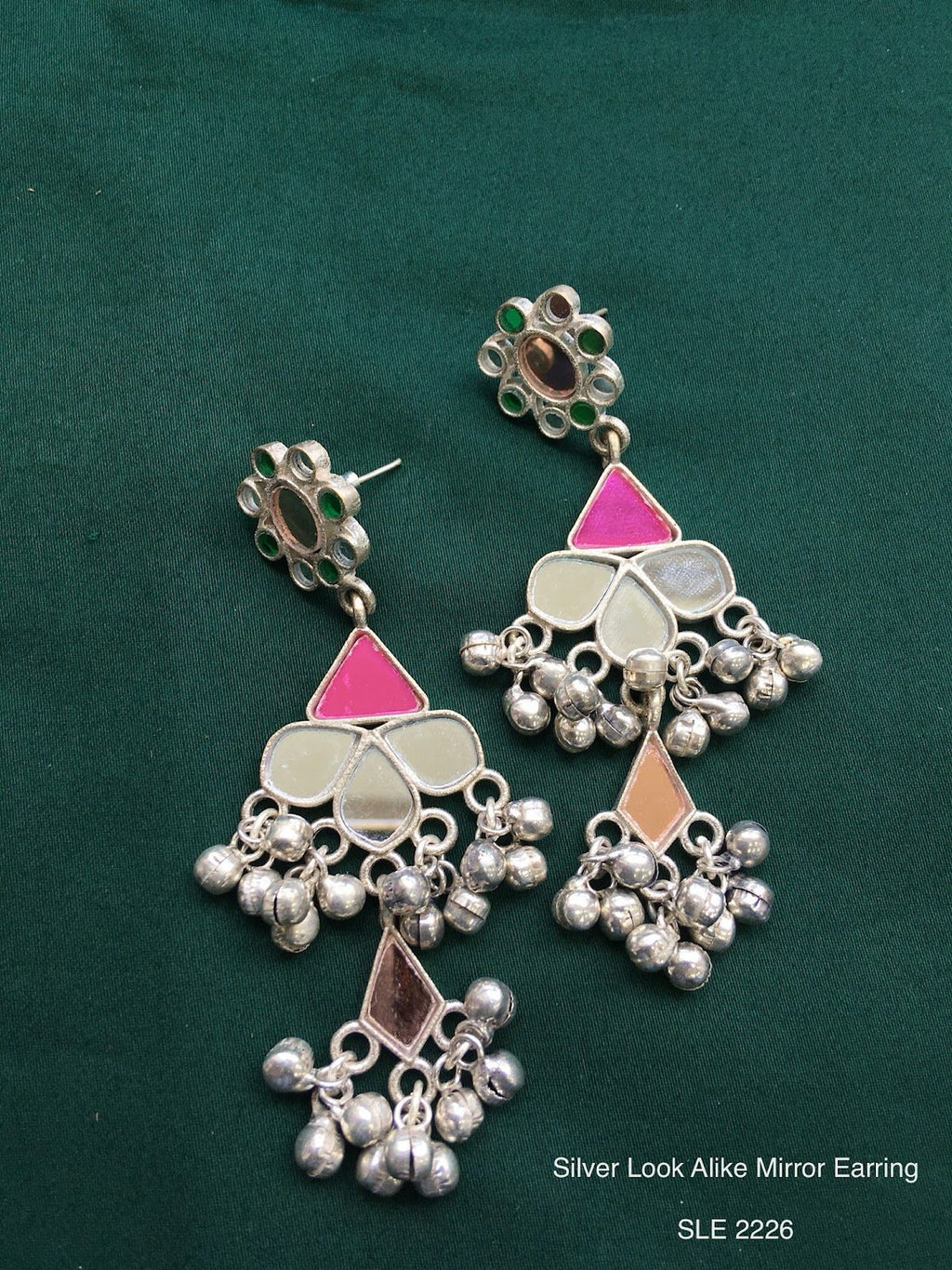 Silver Look Alike Mirror Earrings