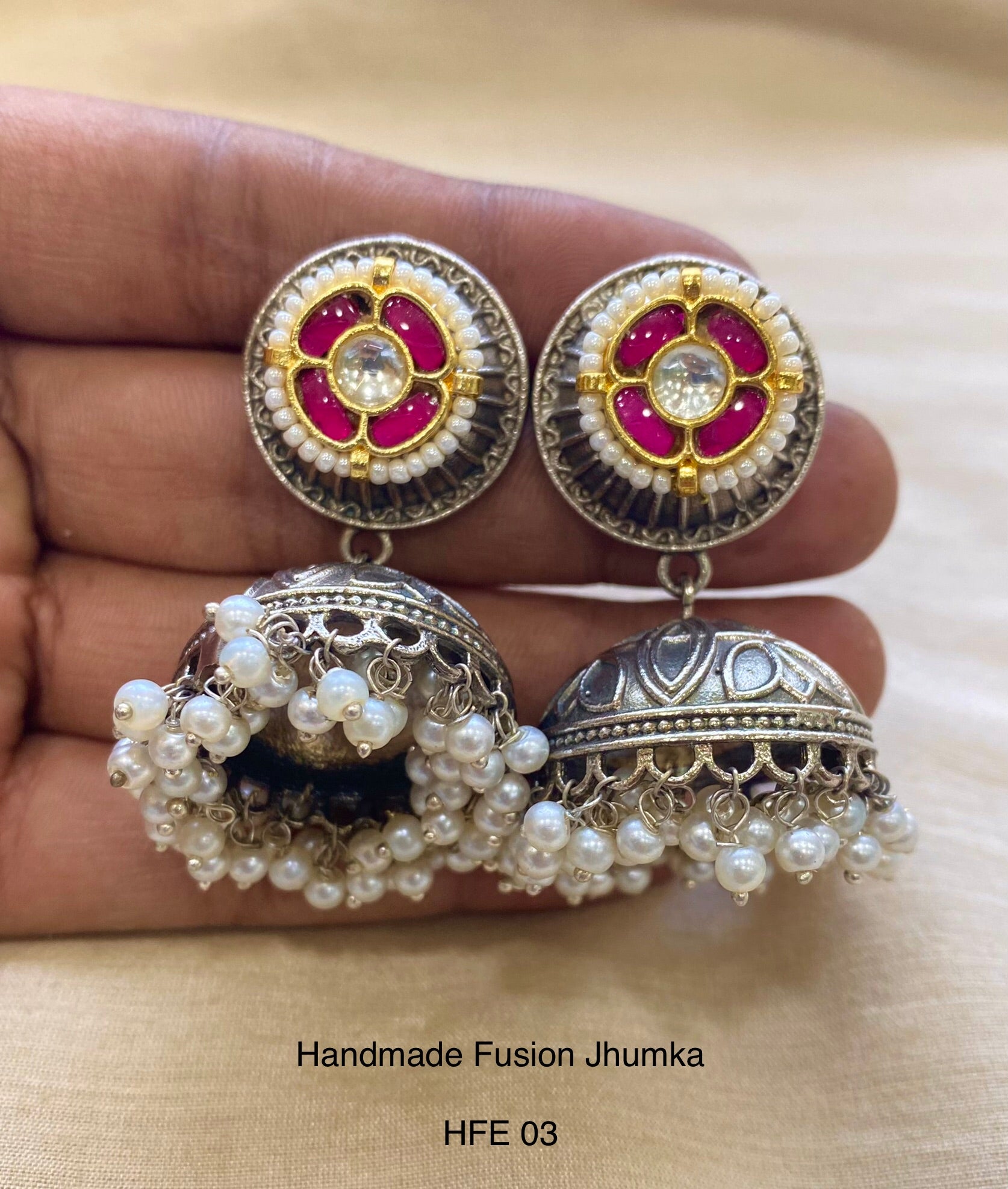 Handcrafted Jadau Fusion Jhumka