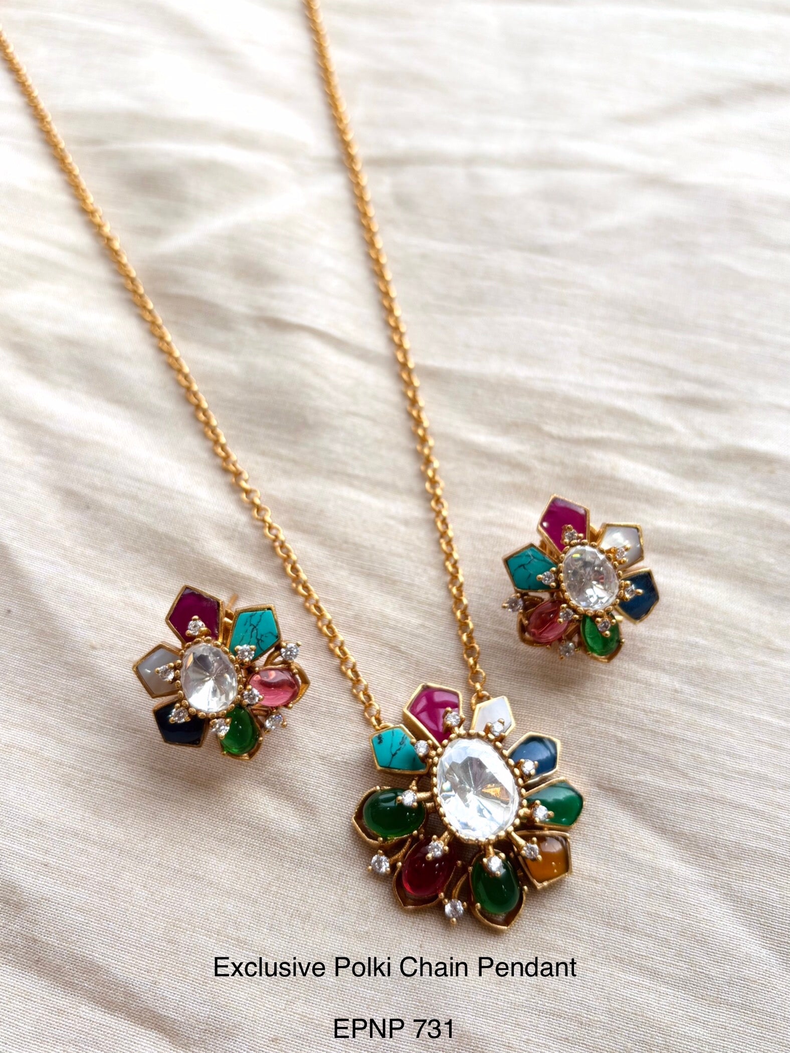 Demi fine Polki Chain Pendant