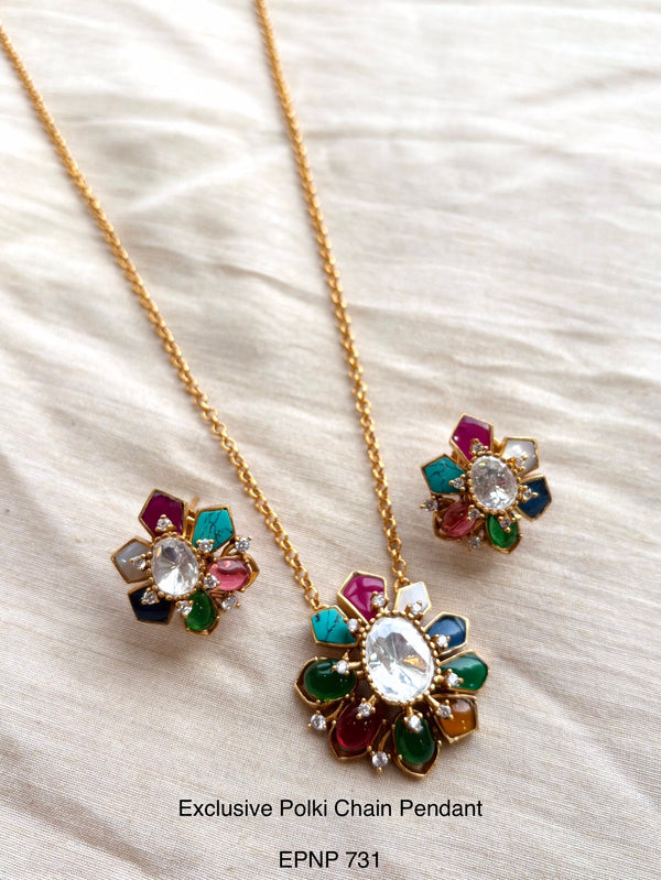 Demi fine Polki Chain Pendant
