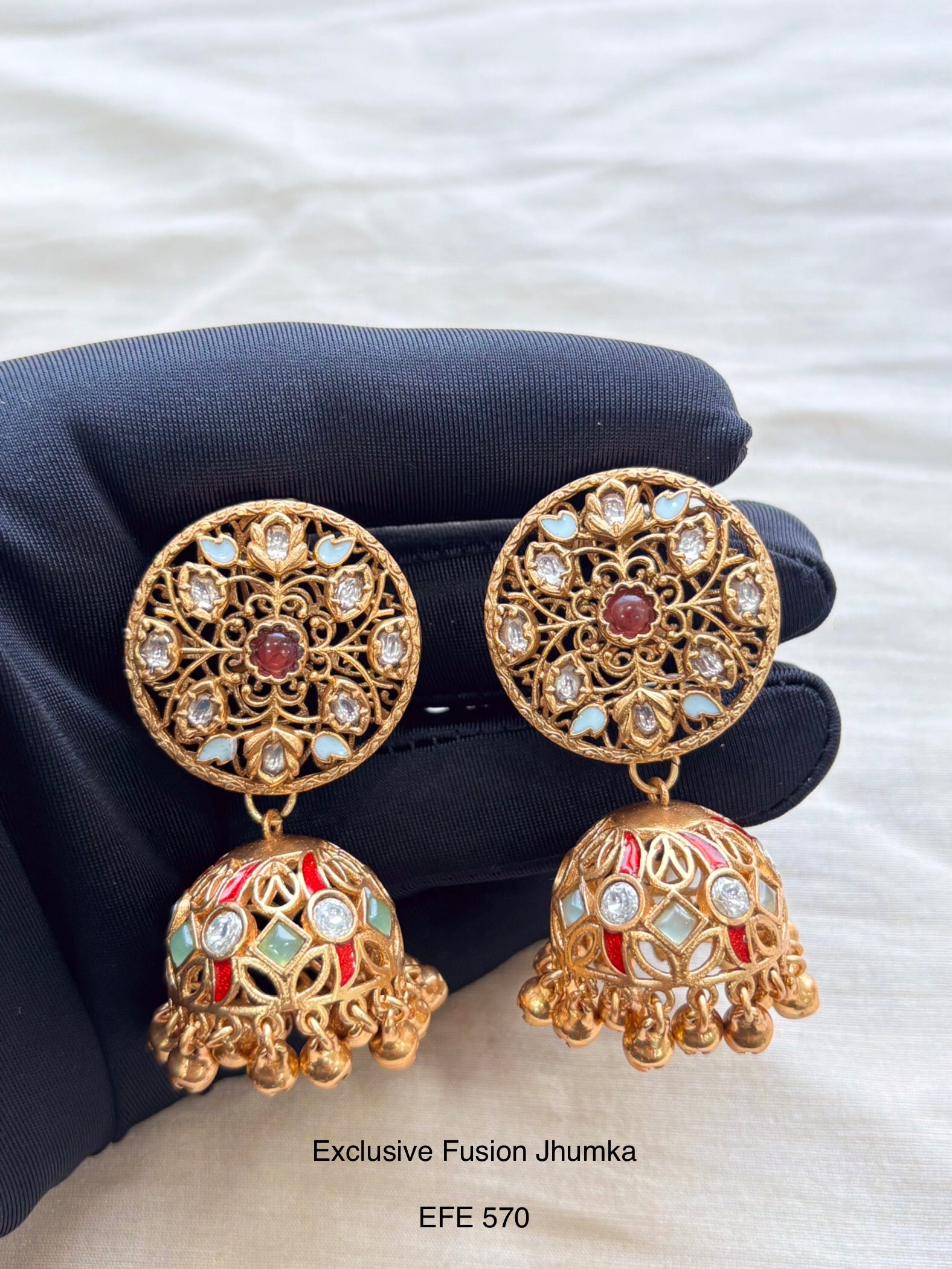 Handcrafted Neo Traditional Jadau Jhumka
