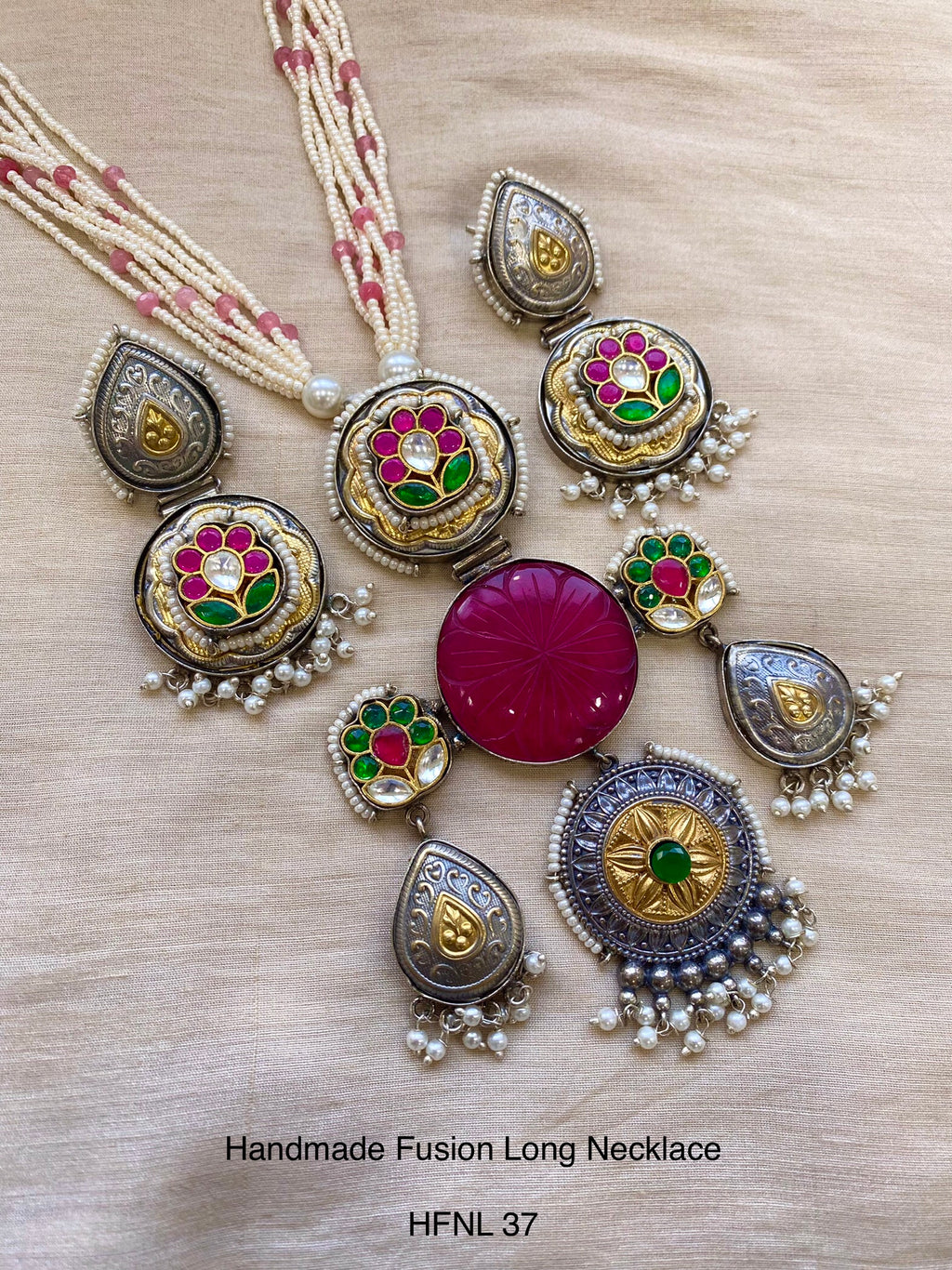 Handcrafted Jadau Fusion Long Necklace