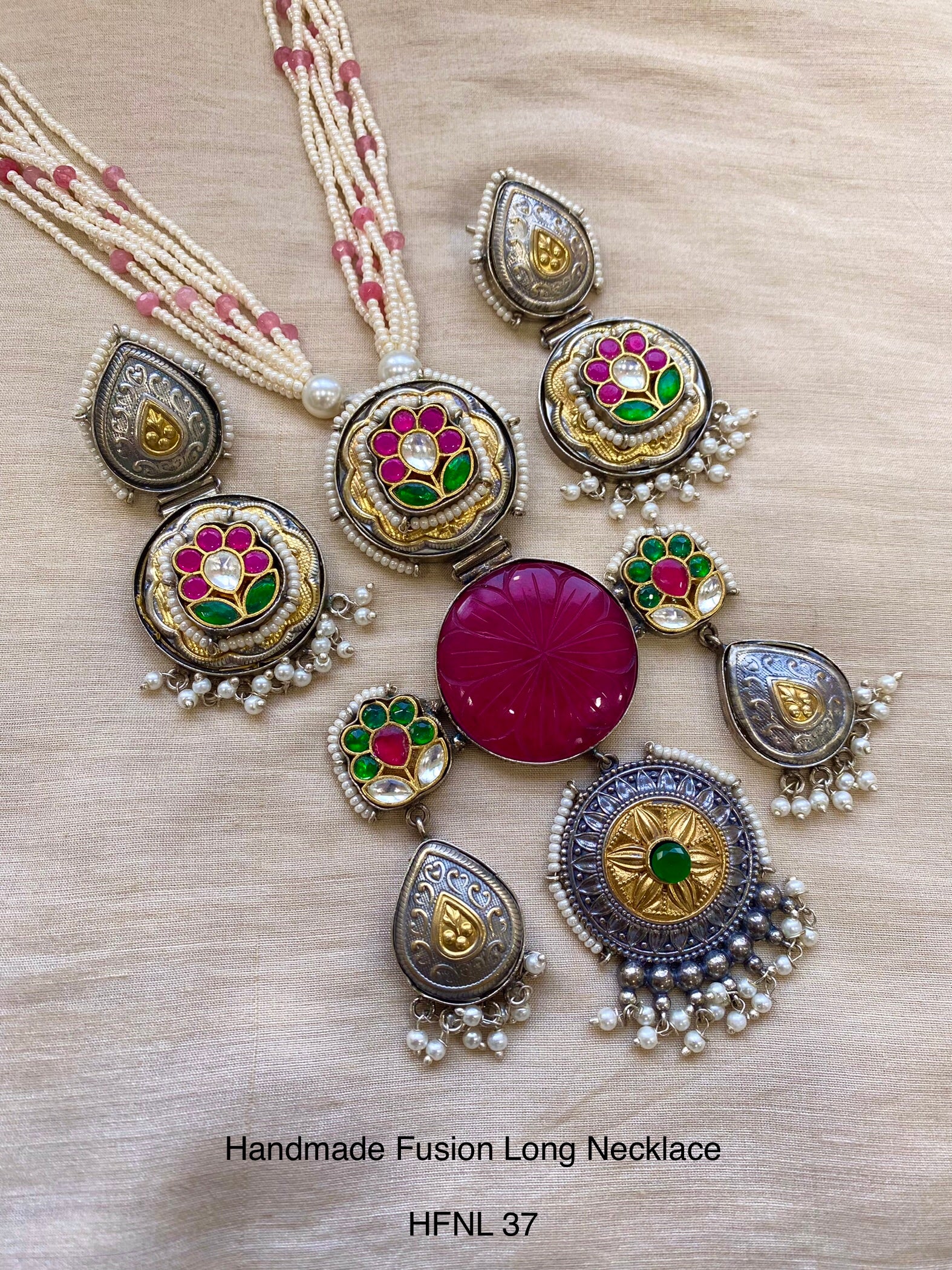 Handcrafted Jadau Fusion Long Necklace