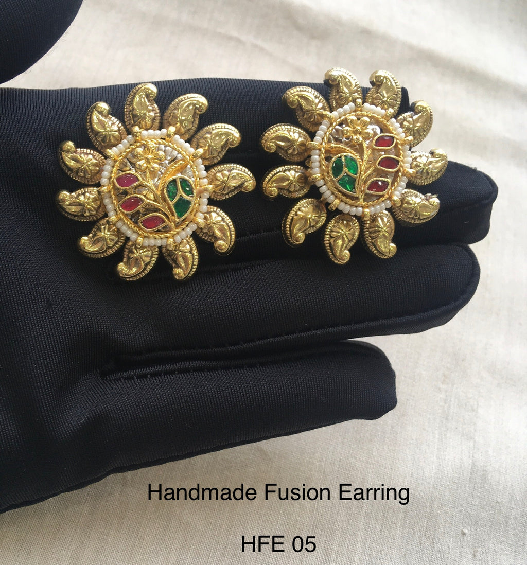 Handcrafted jadau Fusion Earring