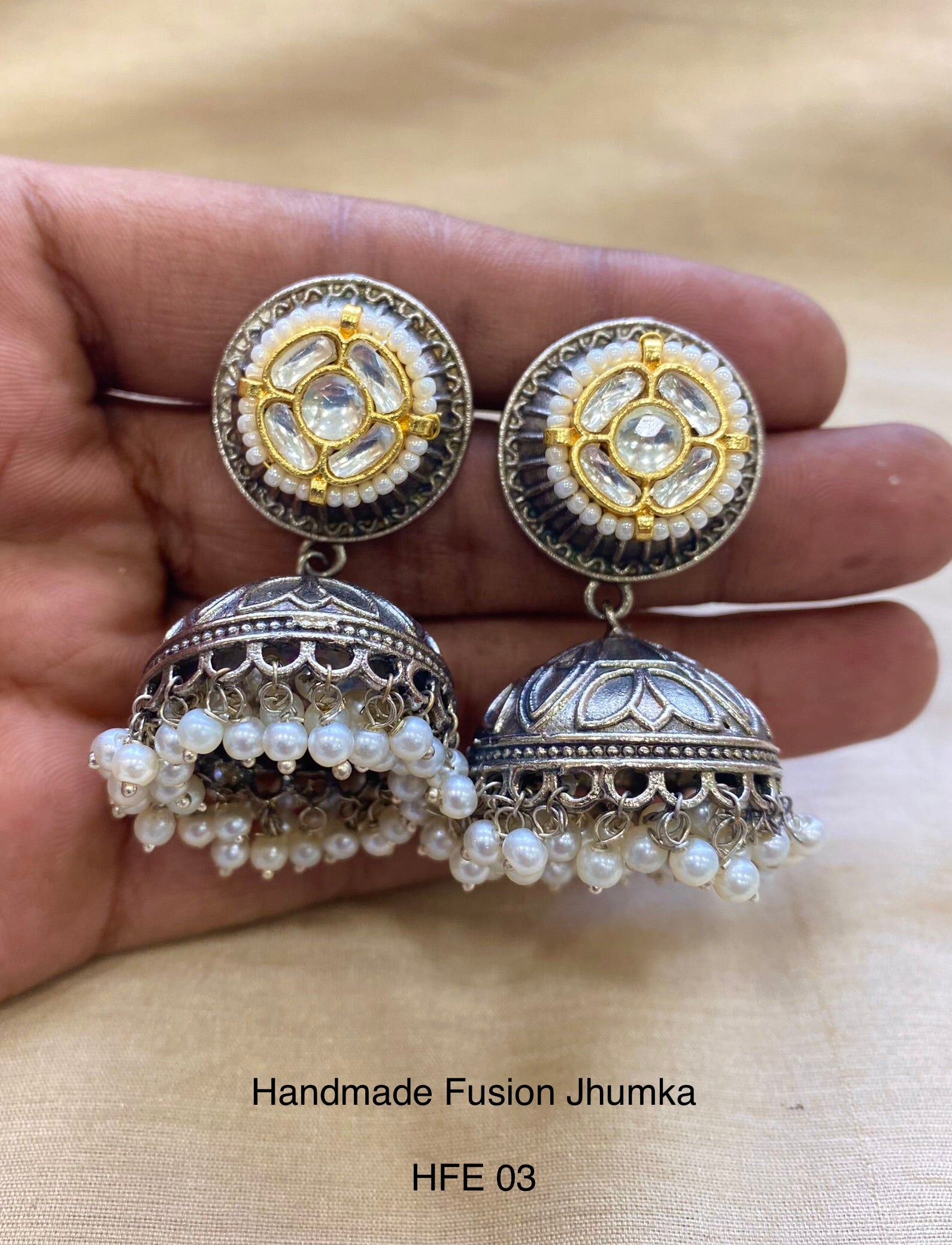 Handcrafted Jadau Fusion Jhumka