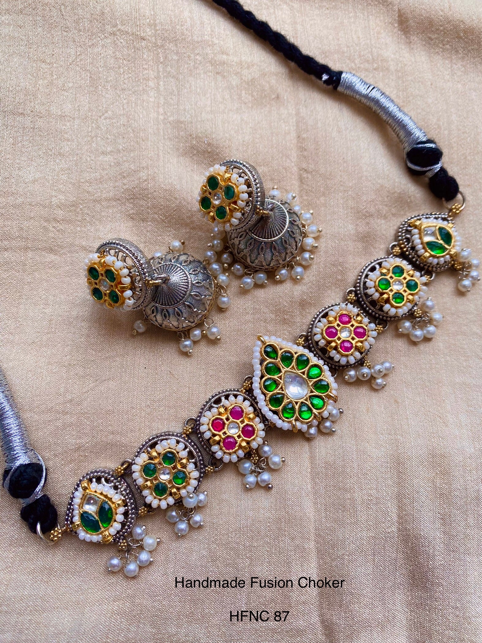 Handcrafted Silver Jadau Fusion Choker