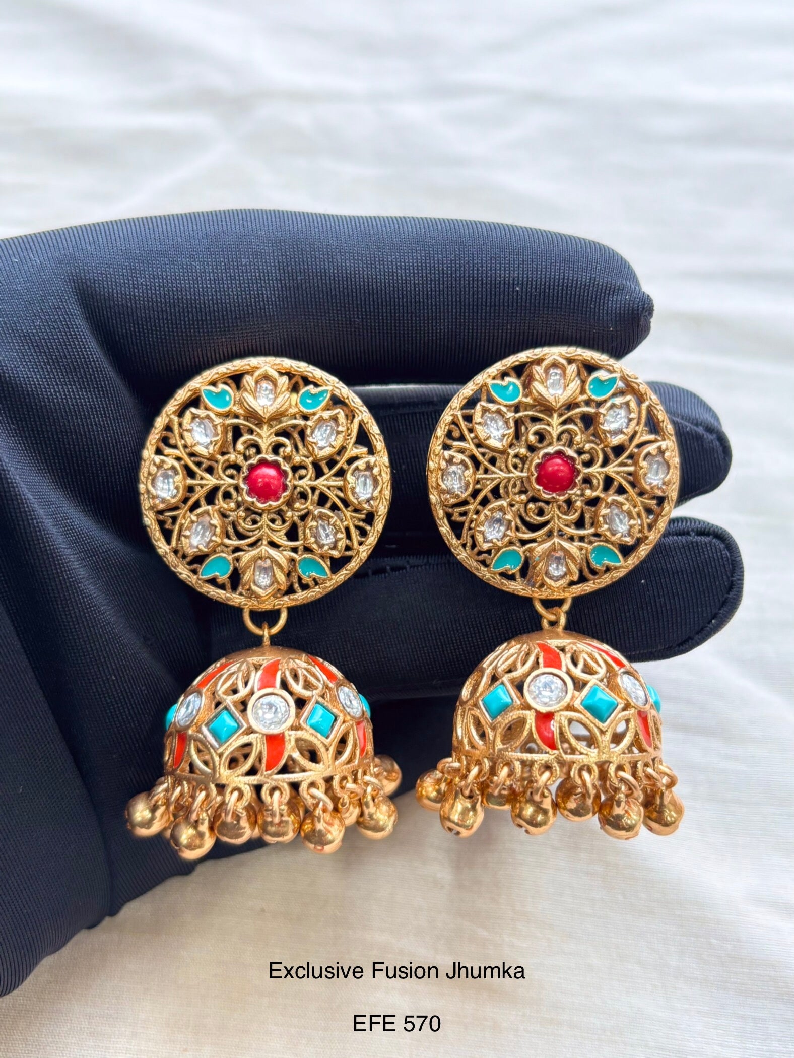 Handcrafted Neo Traditional Jadau Jhumka
