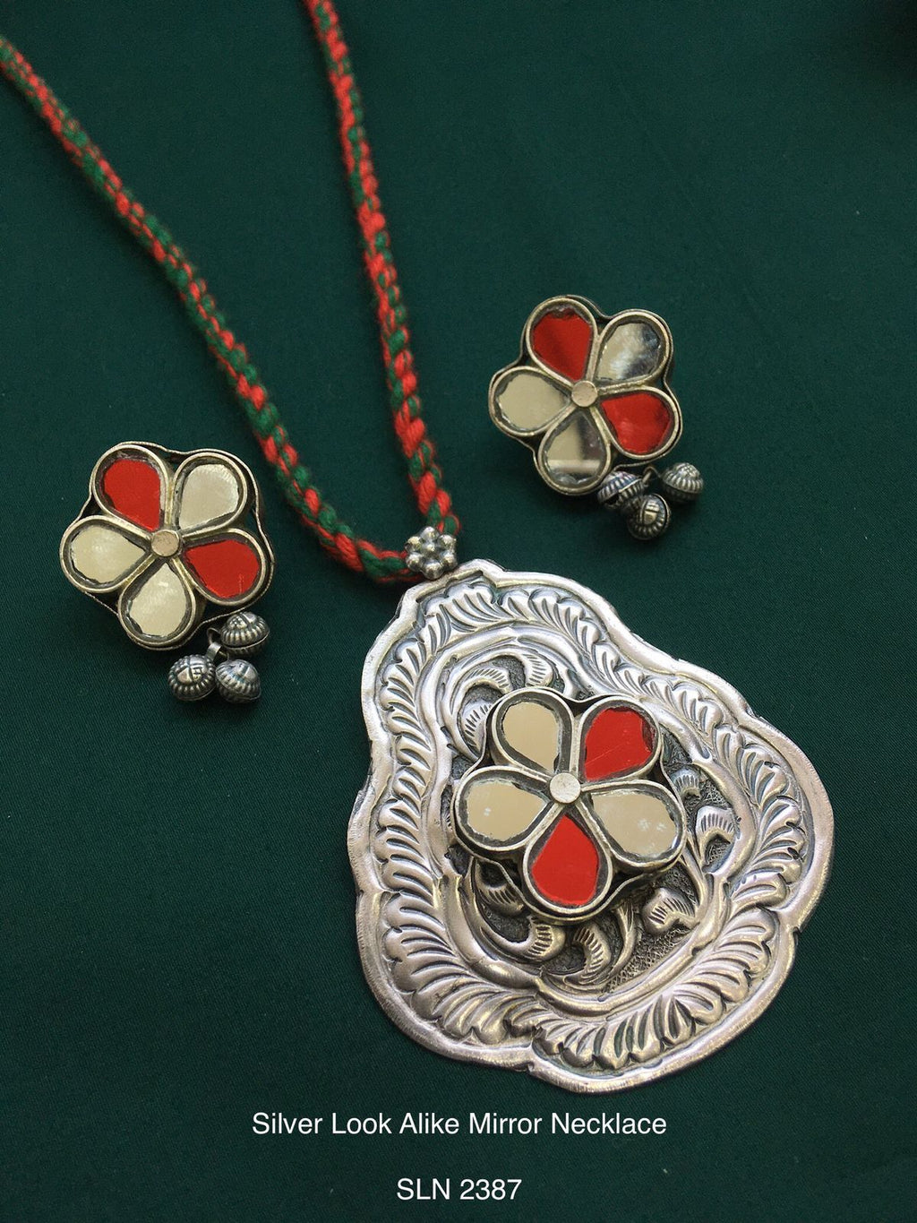 Silver Look Alike Mirror Necklace