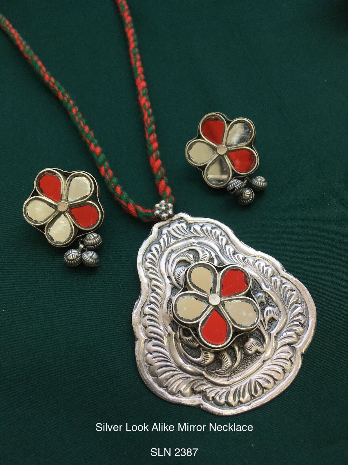 Silver Look Alike Mirror Necklace