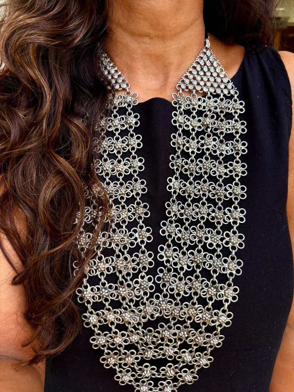 Silver Look Alike Long Necklace