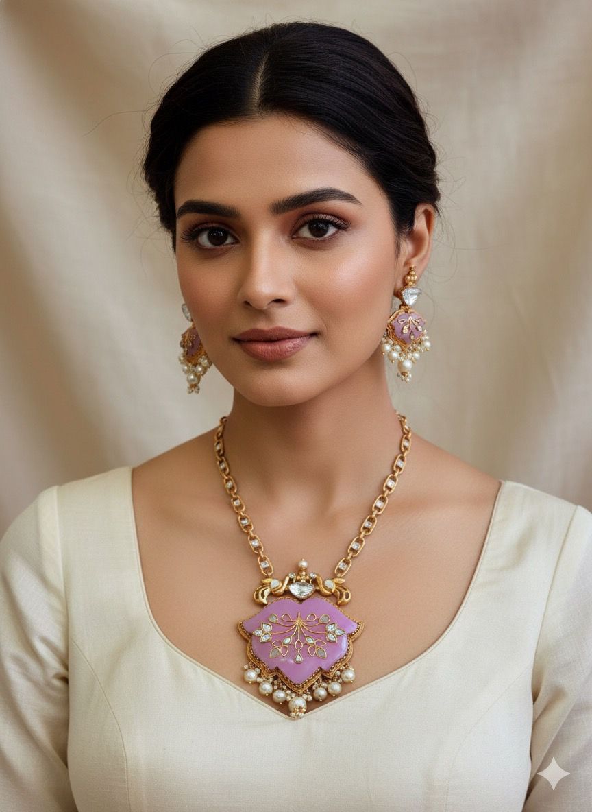 Statement Long Inkari Polki Necklace