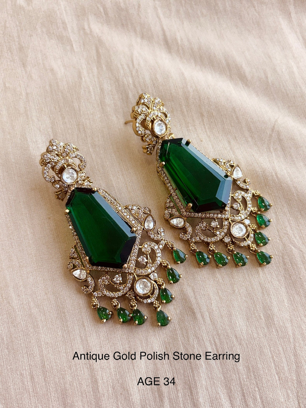 Ethno gold stone earring