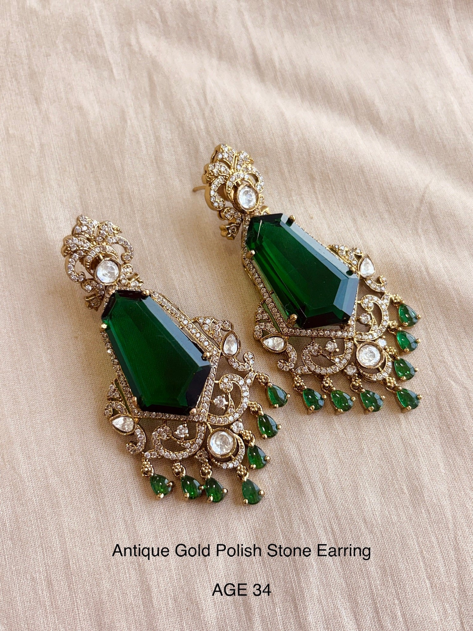 Ethno gold stone earring