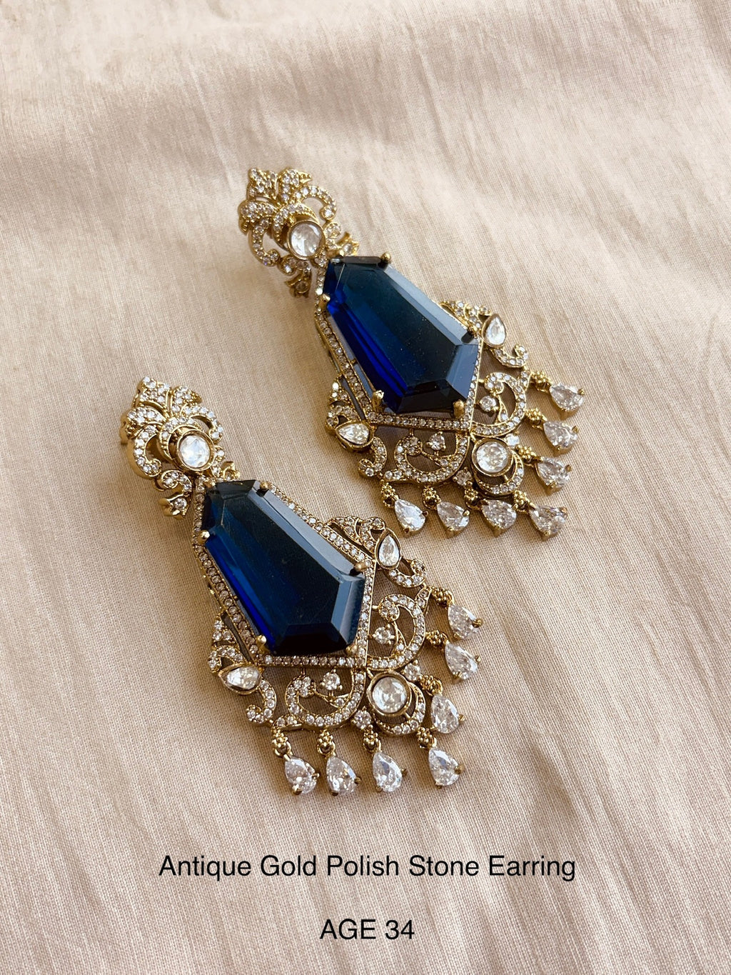 Ethno gold stone earring