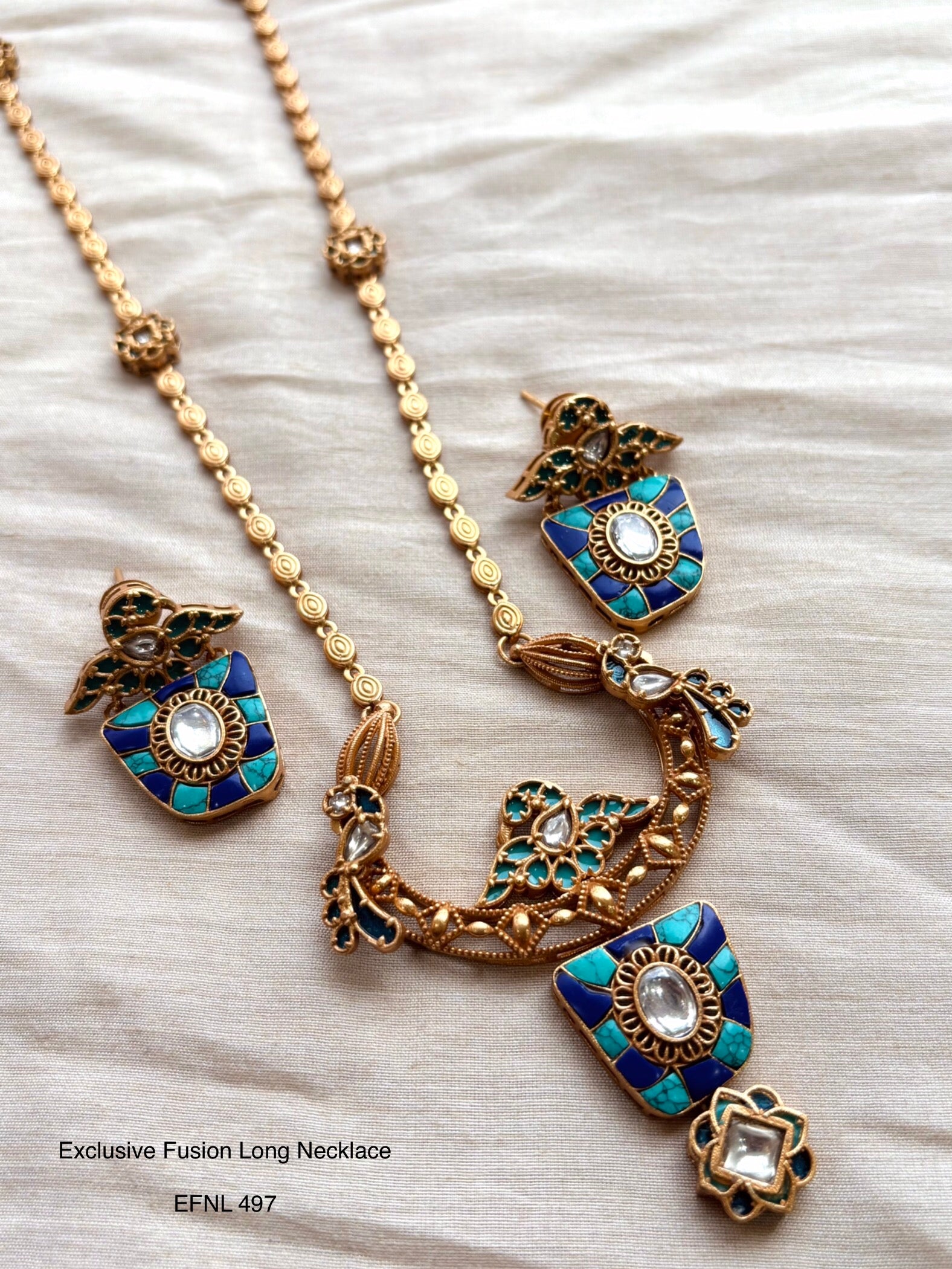 Handcrafted Neo Traditional Jadau Long Necklace