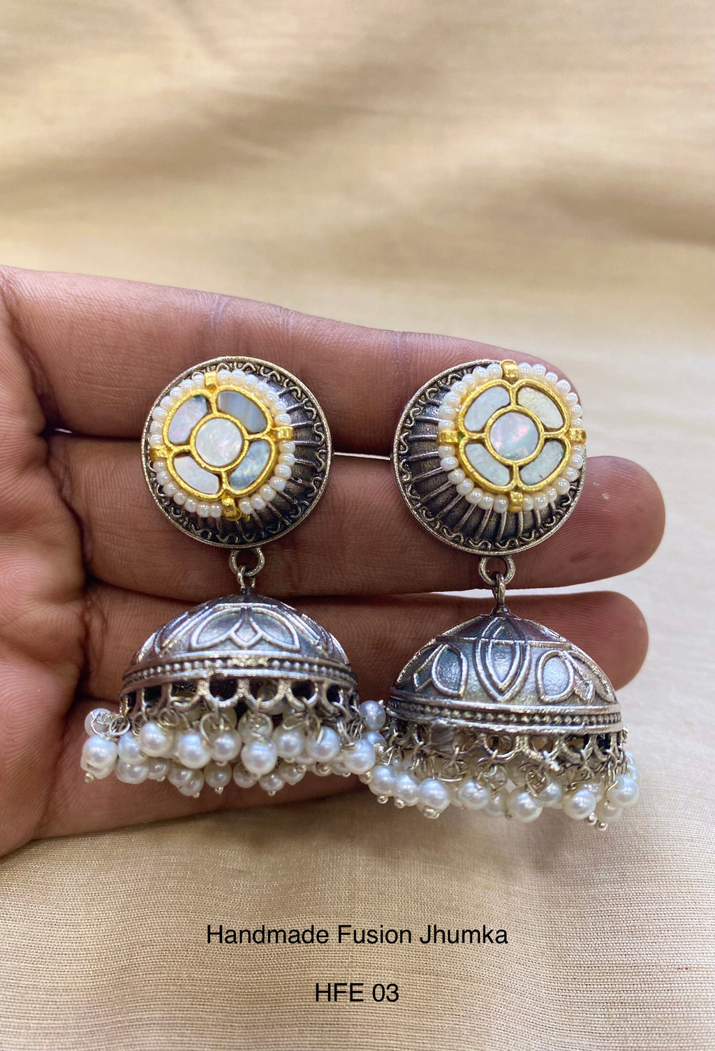 Handcrafted Jadau Fusion Jhumka
