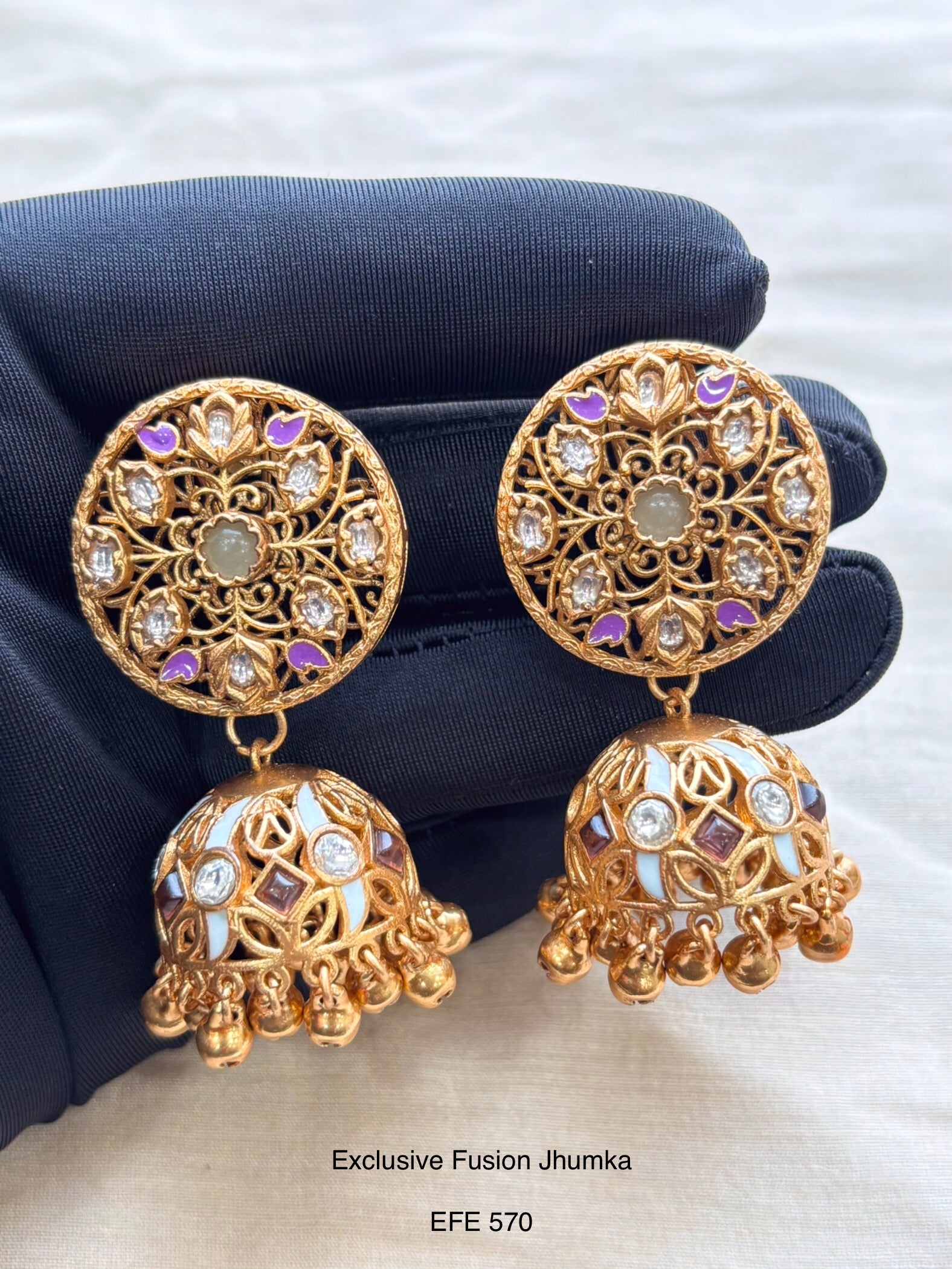 Handcrafted Neo Traditional Jadau Jhumka