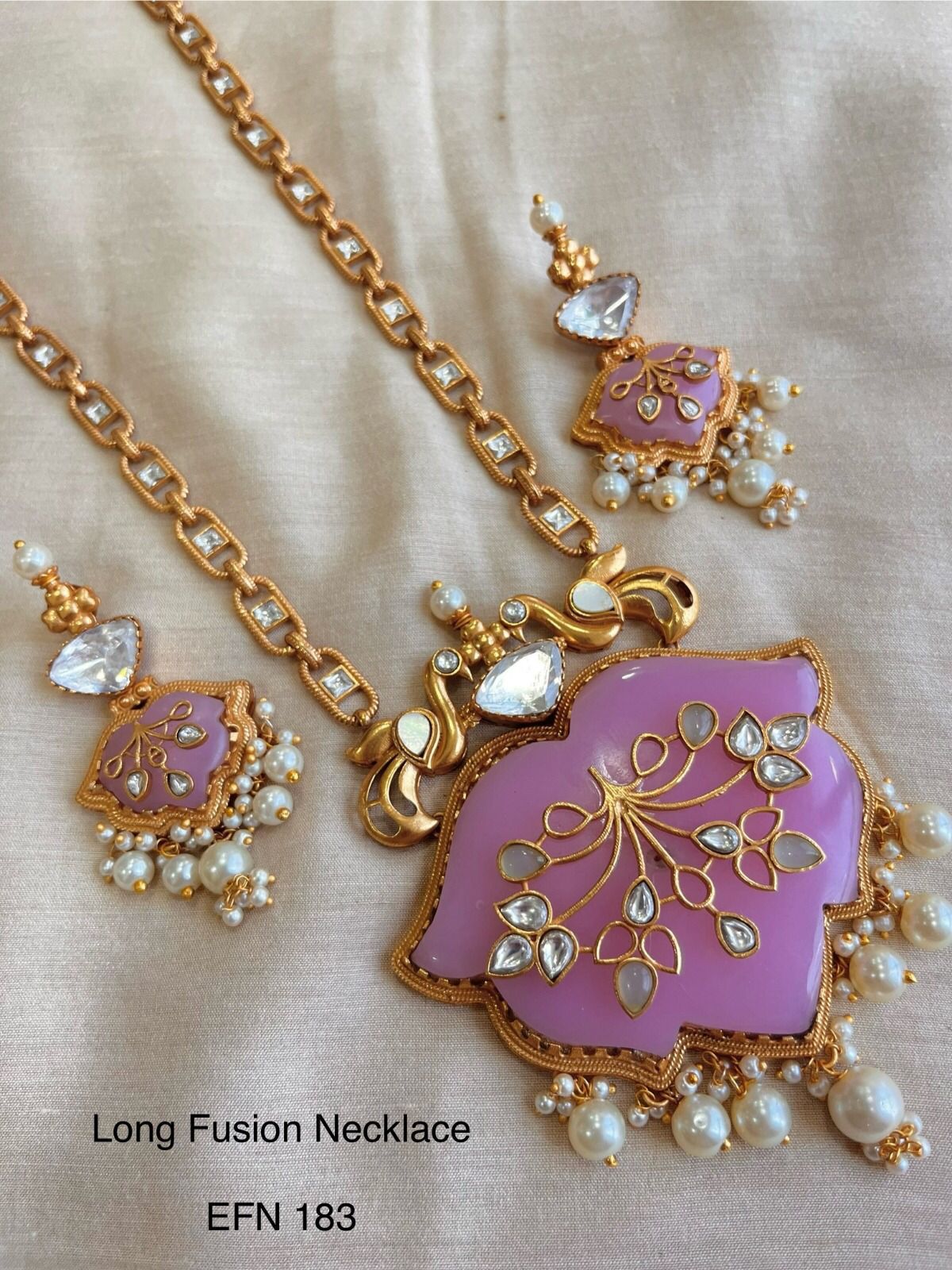 Statement Long Inkari Polki Necklace