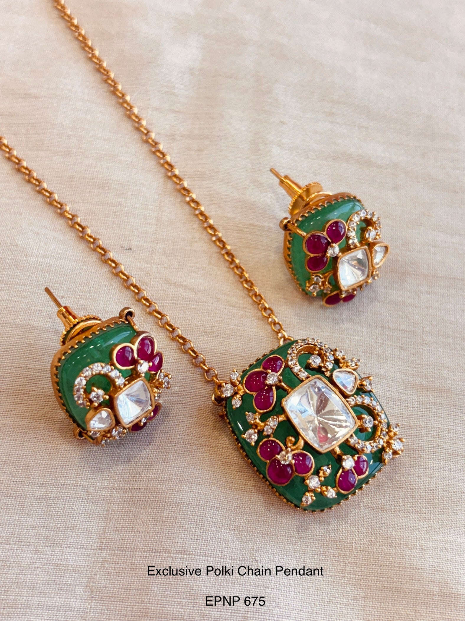 Demi fine Polki chain Pendant