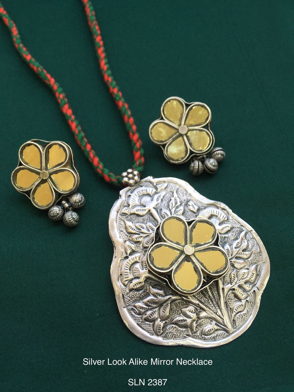 Silver Look Alike Mirror Necklace