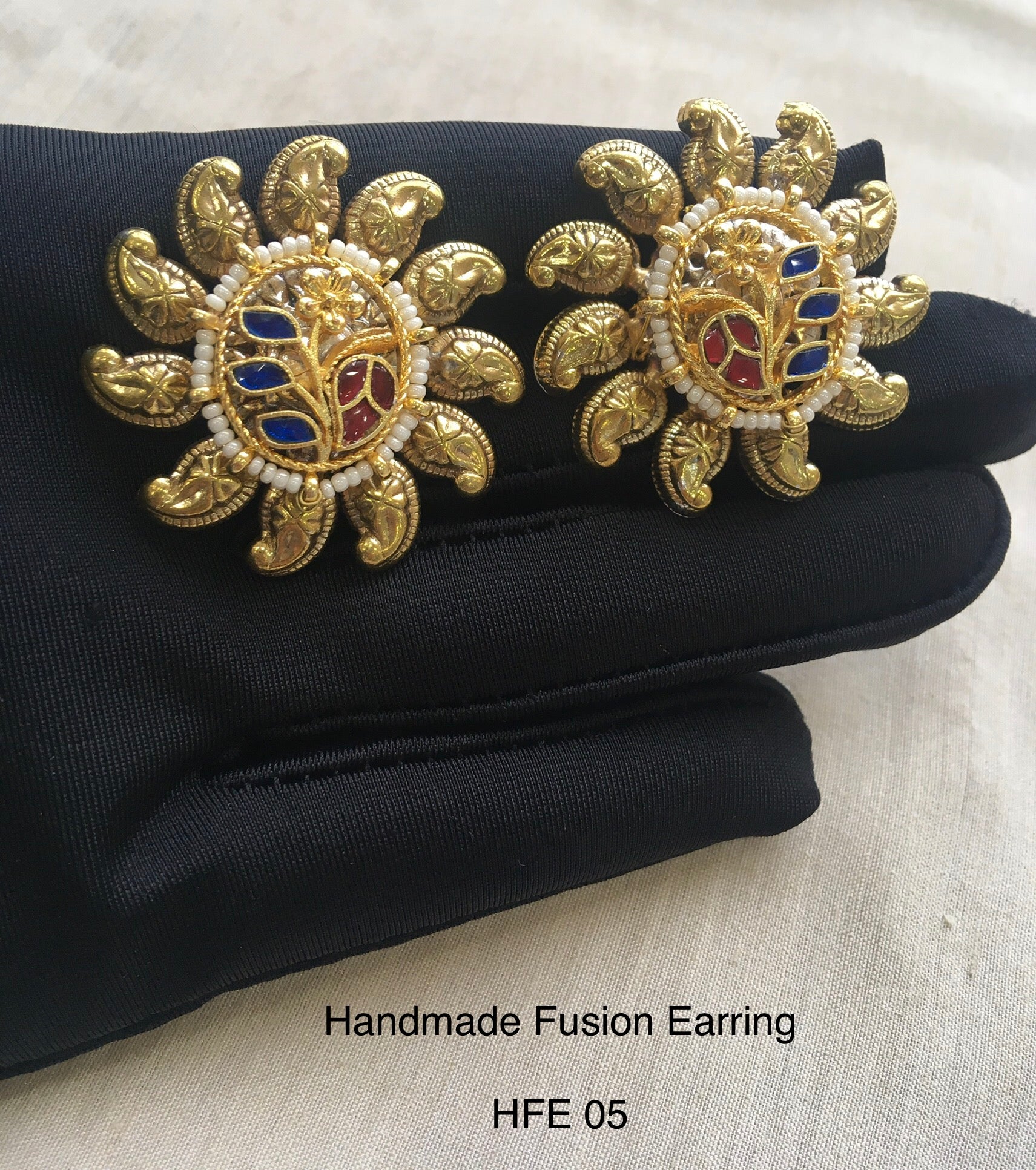 Handcrafted jadau Fusion Earring