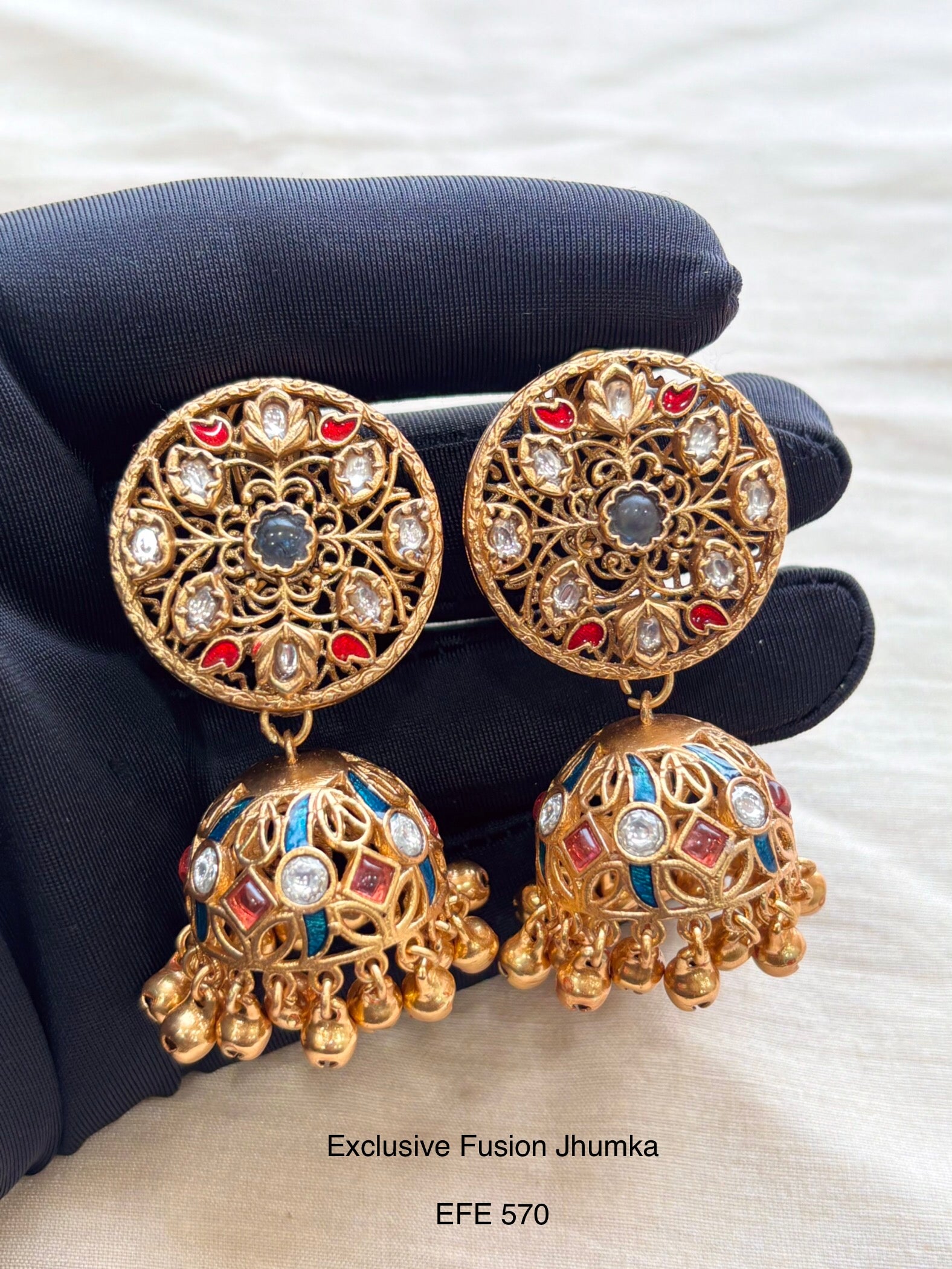 Handcrafted Neo Traditional Jadau Jhumka