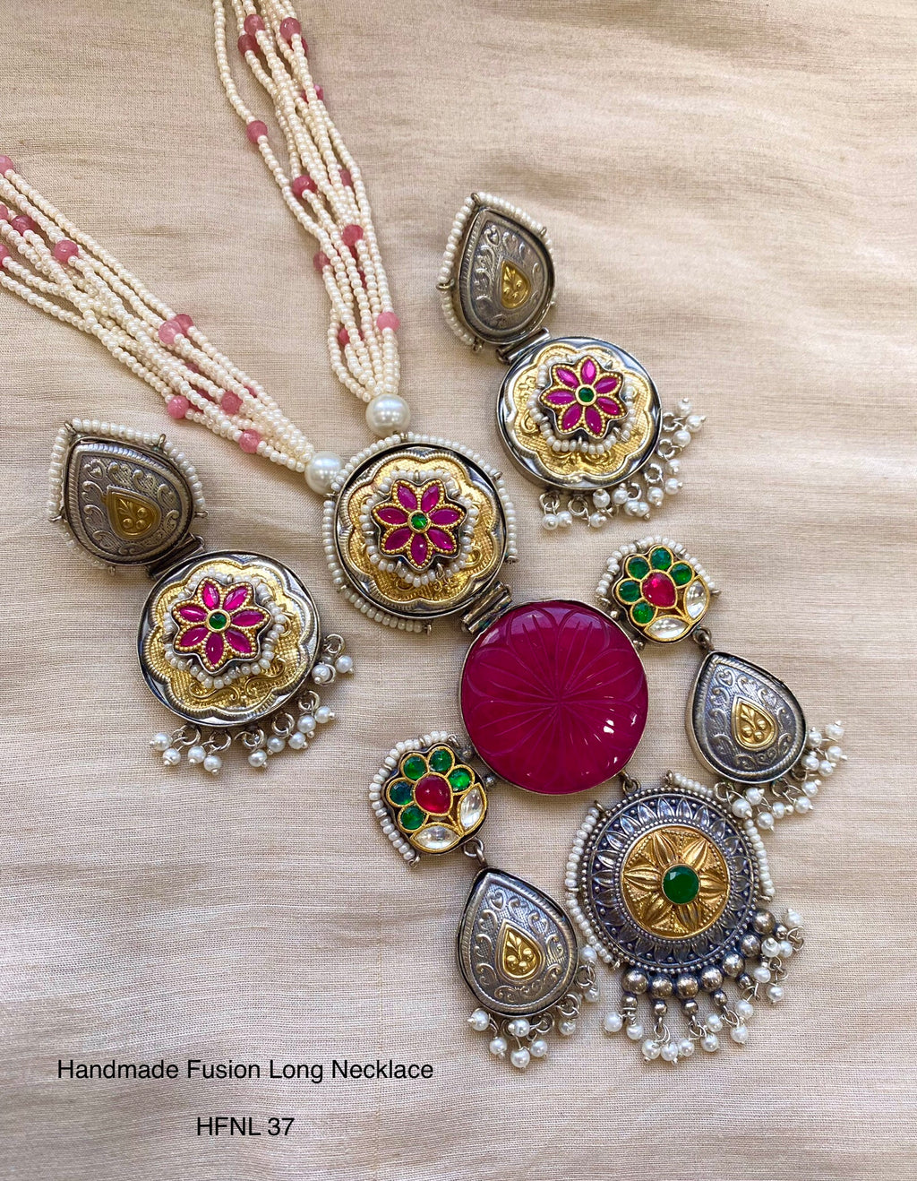 Handcrafted Jadau Fusion Long Necklace