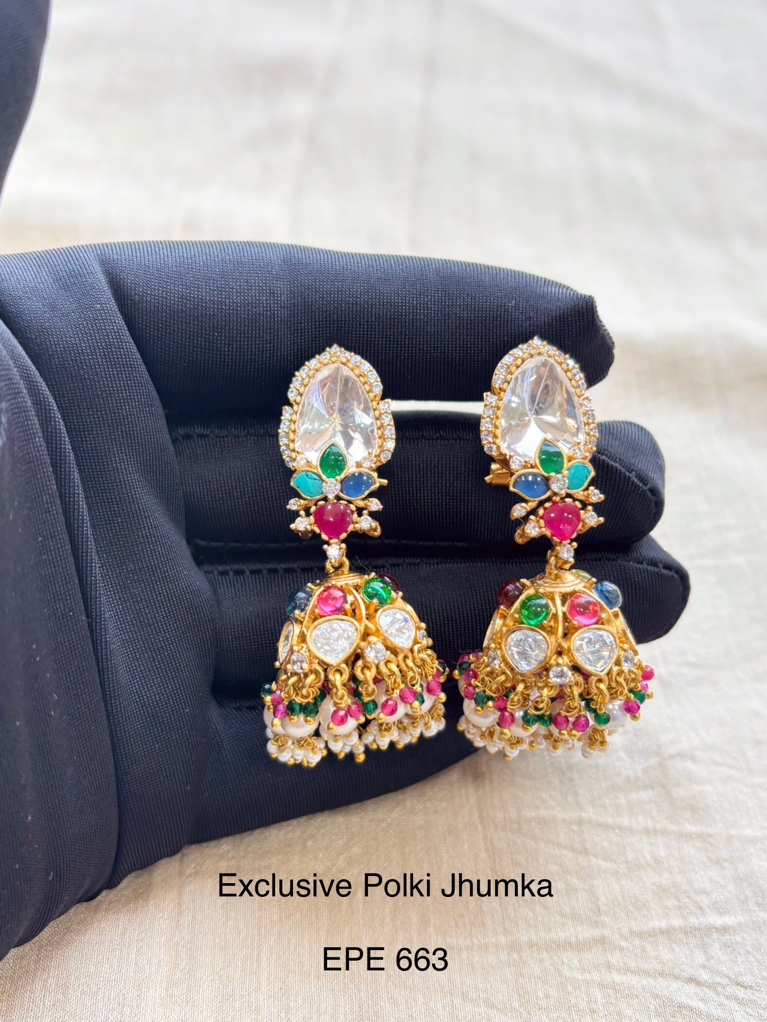 Demi Fine Polki Jhumka