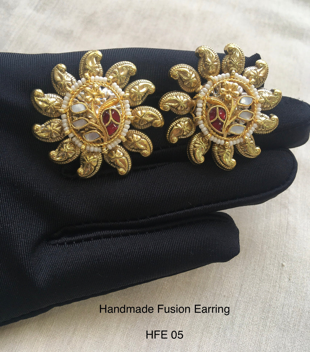 Handcrafted jadau Fusion Earring