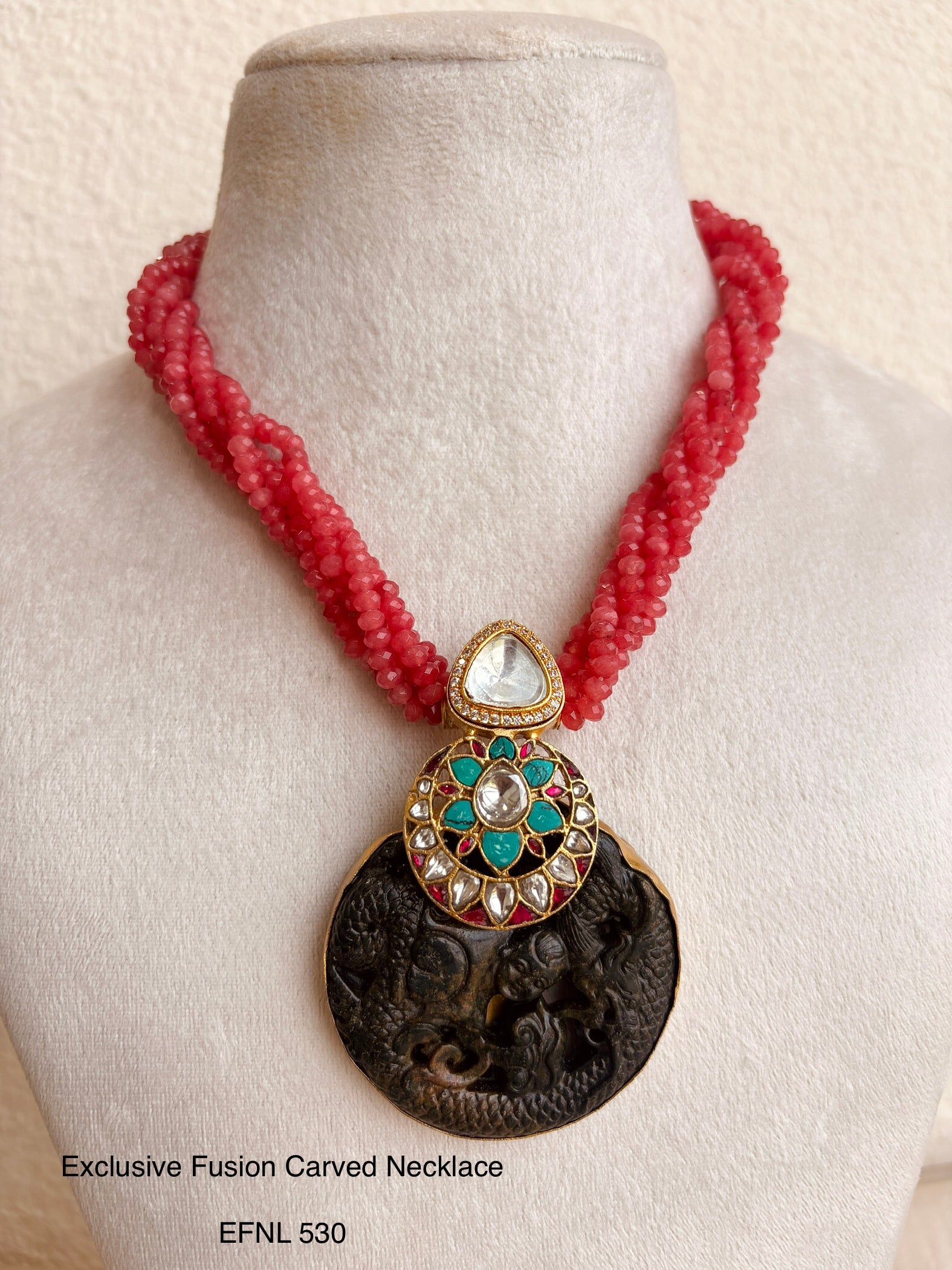 Neo Traditional carved necklace