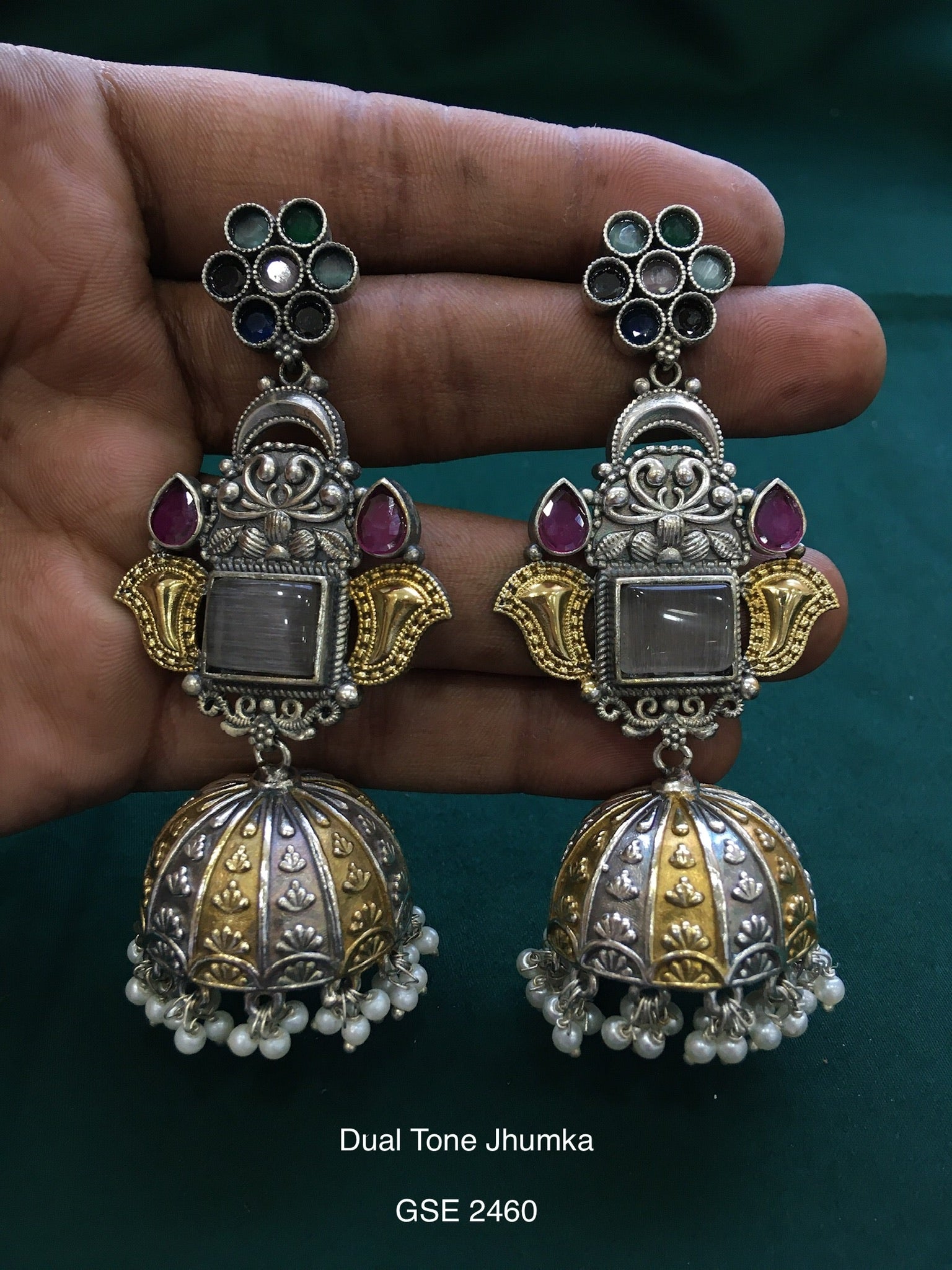 Antique dual tone jhumka