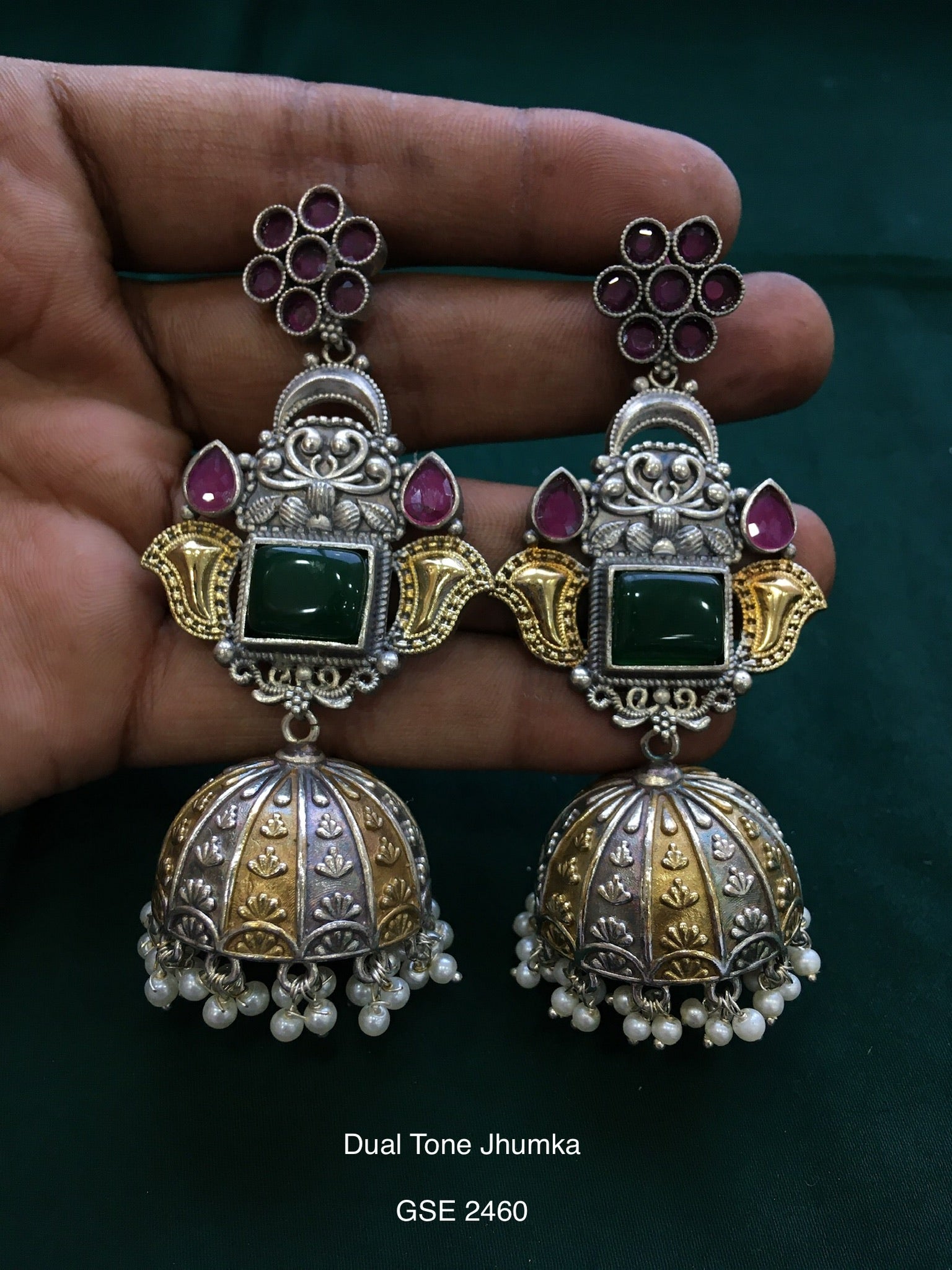 Antique dual tone jhumka