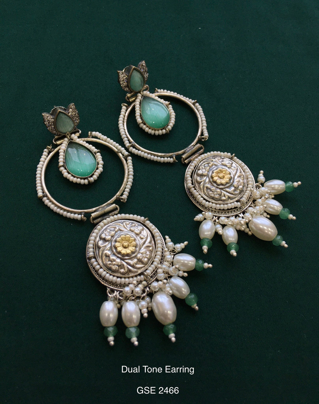 Antique dual tone long earring