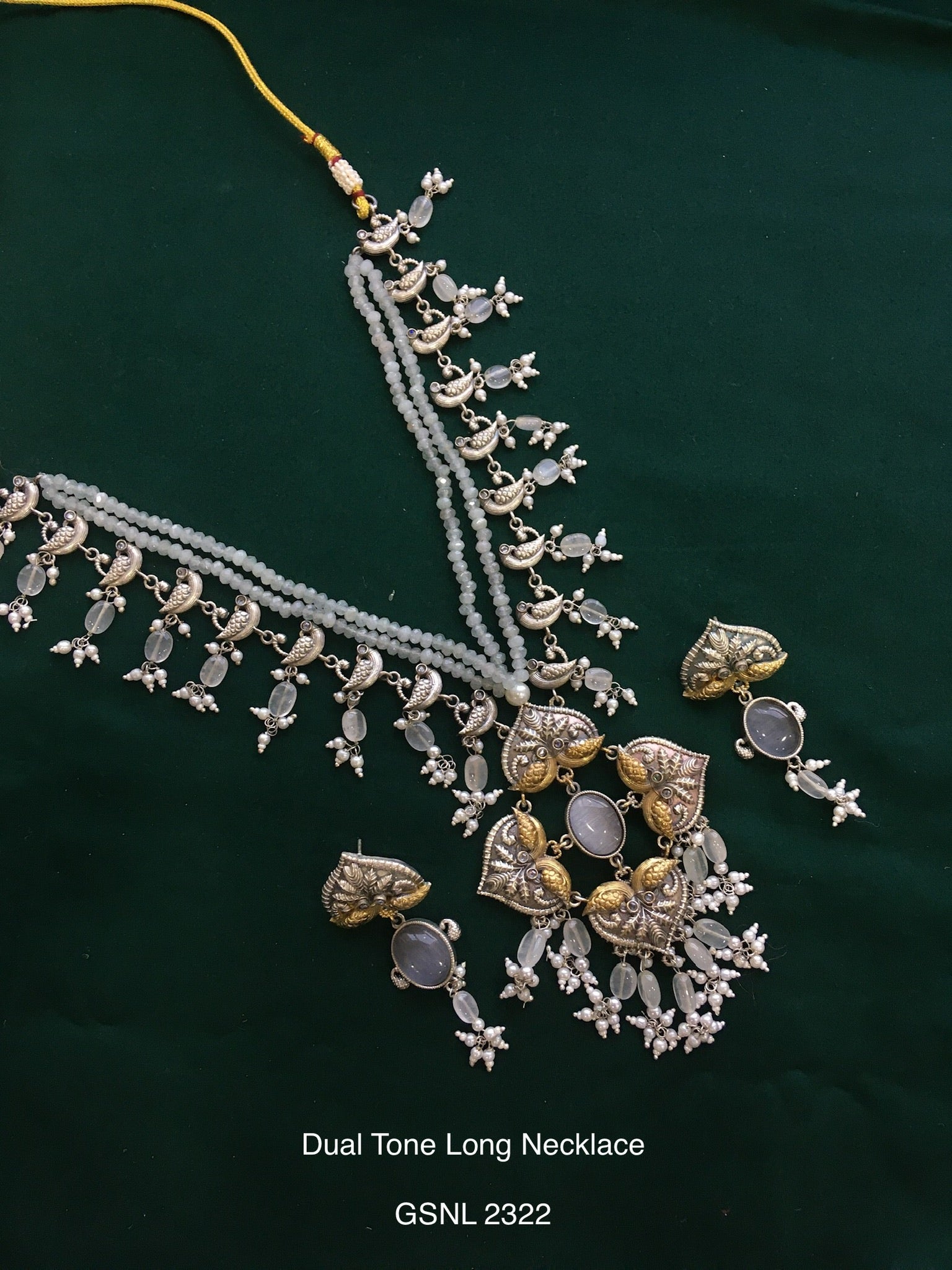 Antique dual tone long necklace