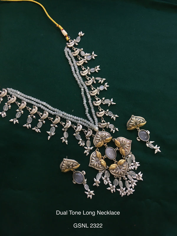 Antique dual tone long necklace