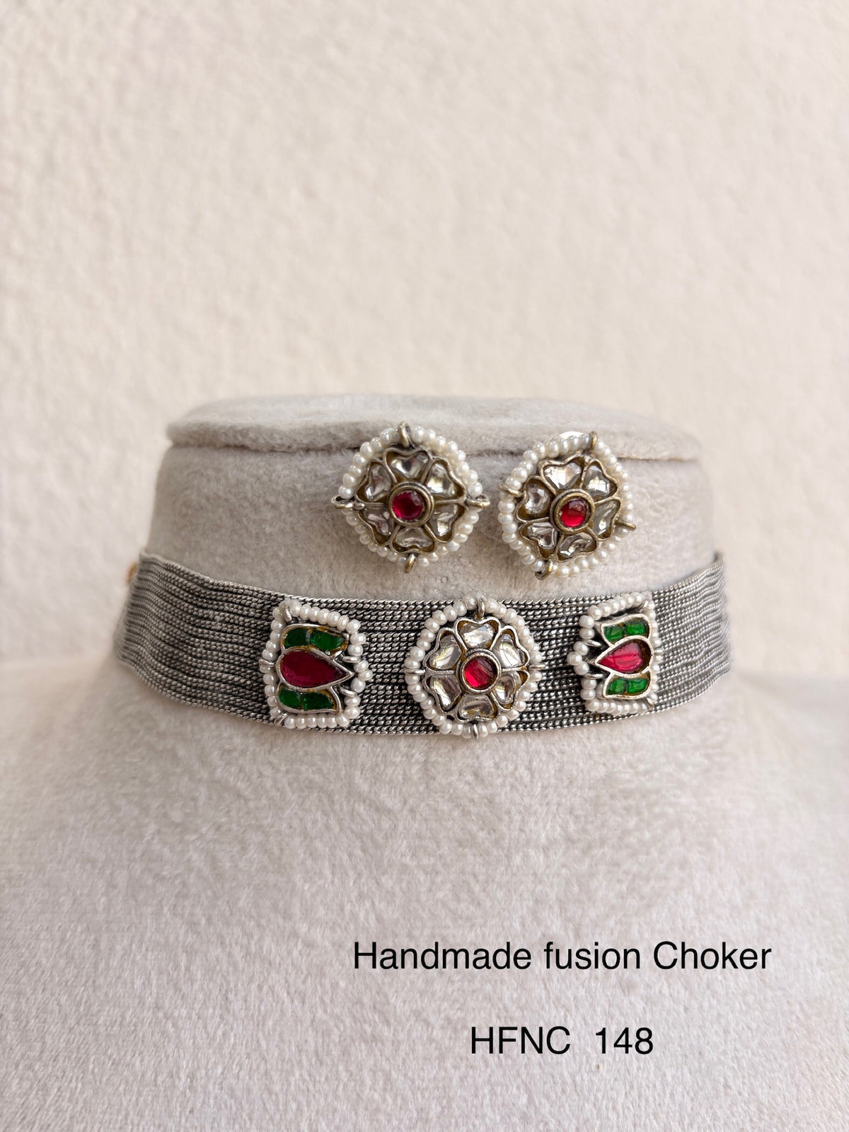 Handcrafted Silver Jadau Fusion Choker