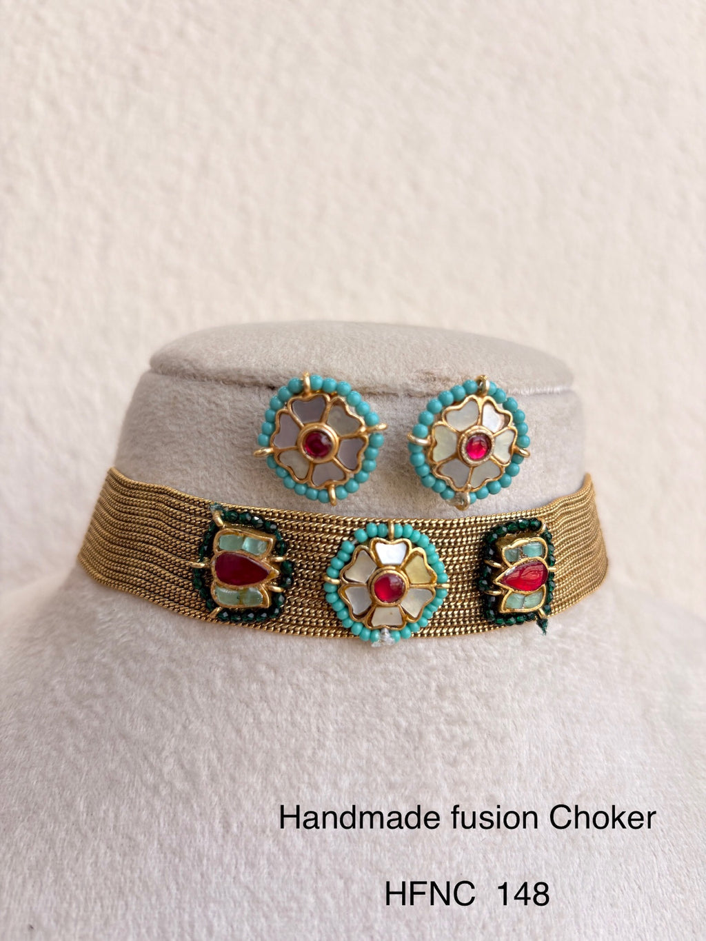 Handcrafted Silver Jadau Fusion Choker