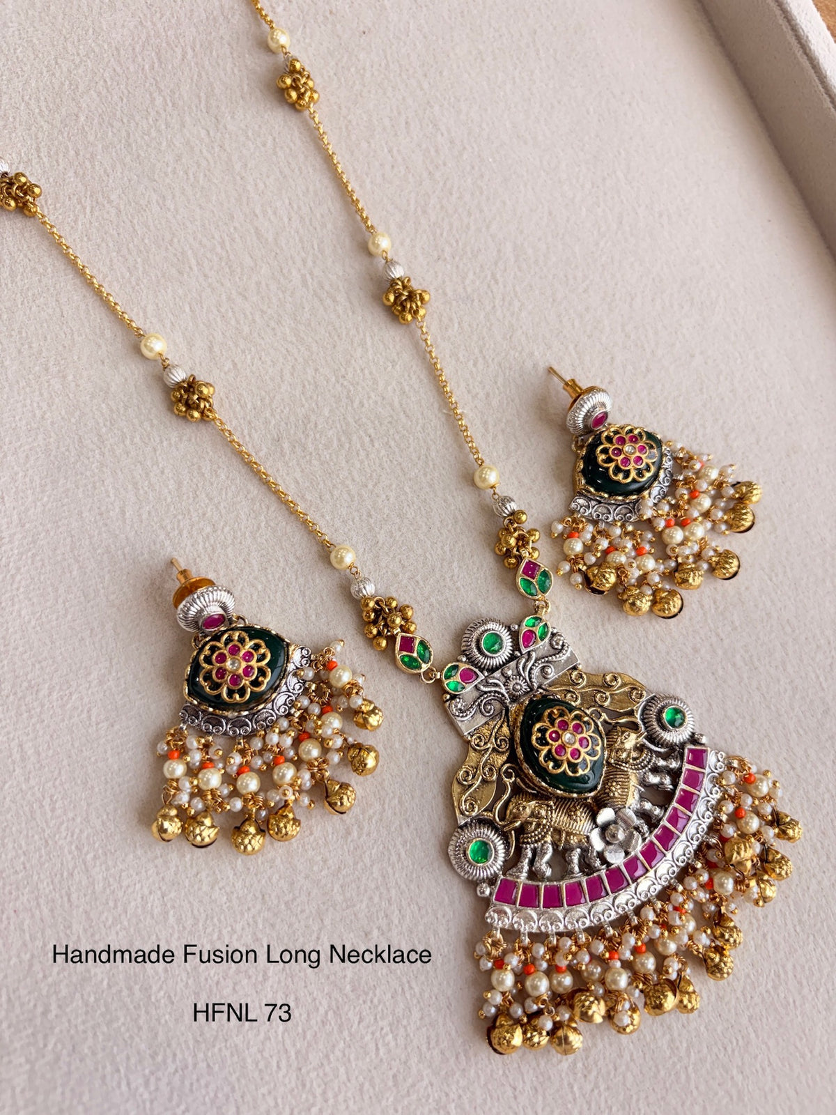 Handcrafted Sliver Jadau Fusion Necklace