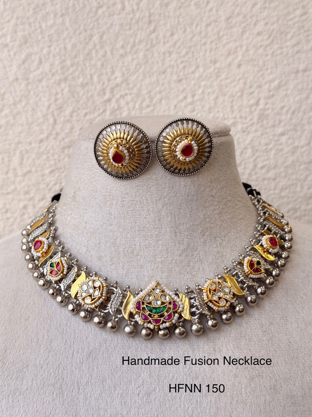 Handcrafted Silver Jadau Fusion Necklace